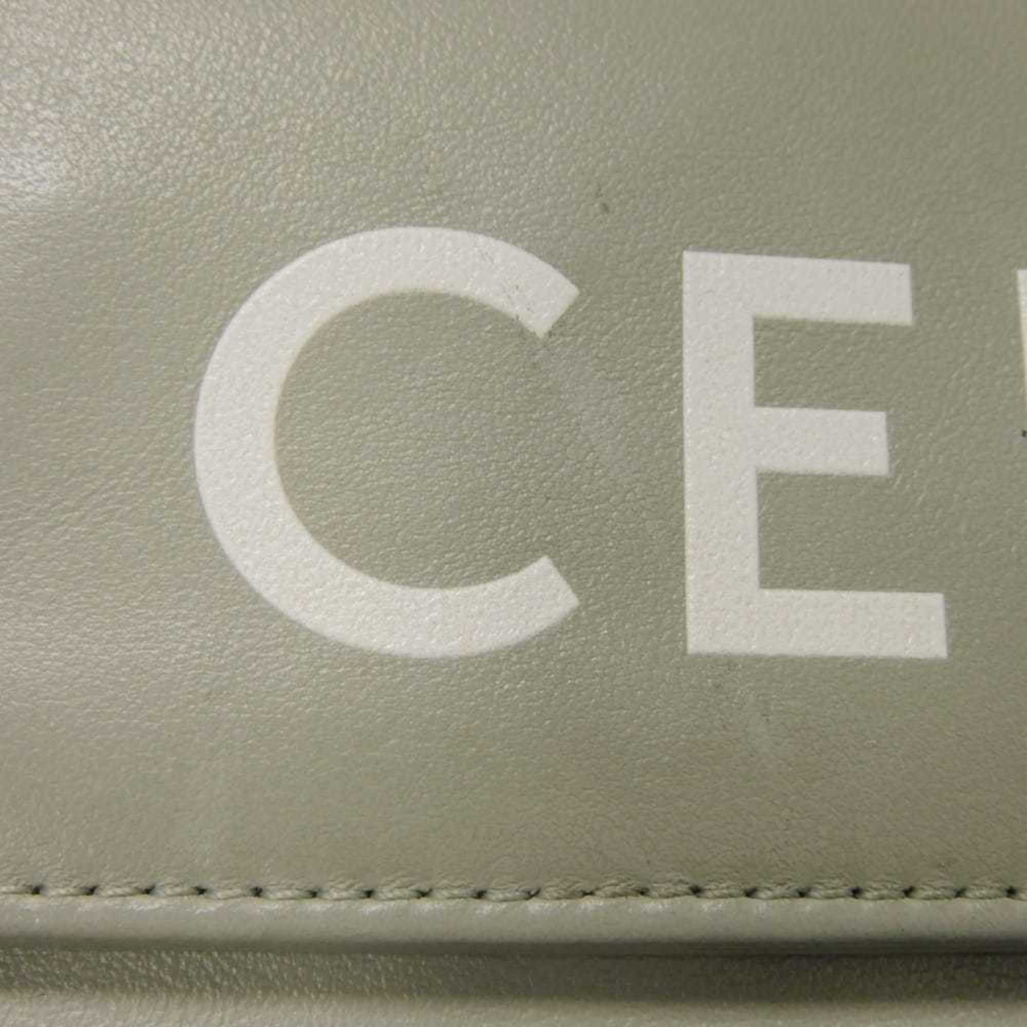 Celine Pale Gray Leather Pochette Shoulder Bag (Pre-Owned)