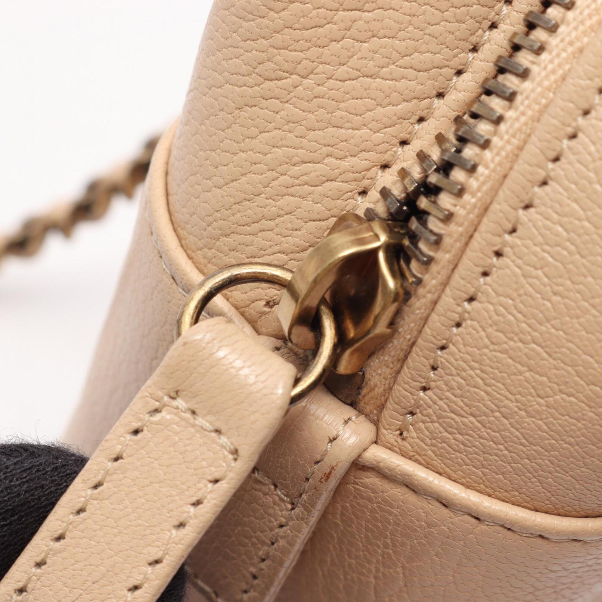 Chanel Beige Leather Handbag Shoulder Bag (Pre-Owned)