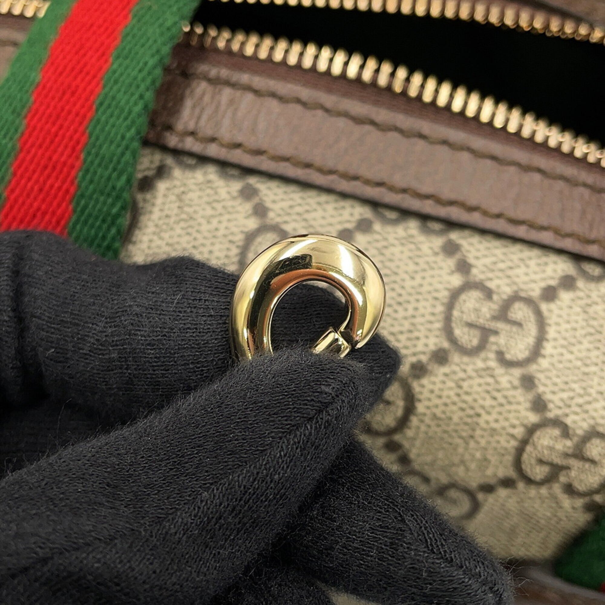 Gucci Beige Brown Champagne Gold Gg Supreme Leather Handbag (Pre-Owned)