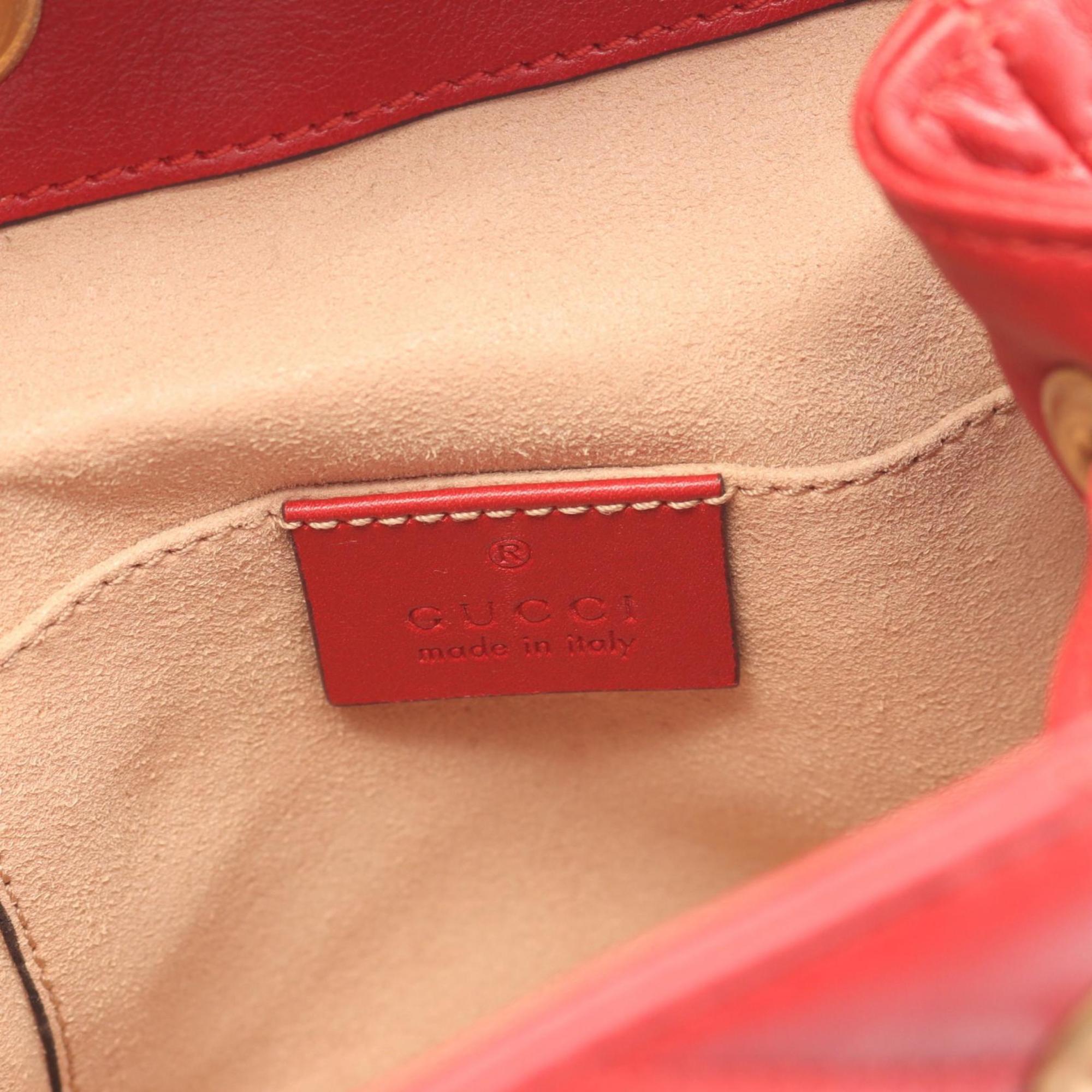 Gucci Red Color Leather Backpack (Pre-Owned)