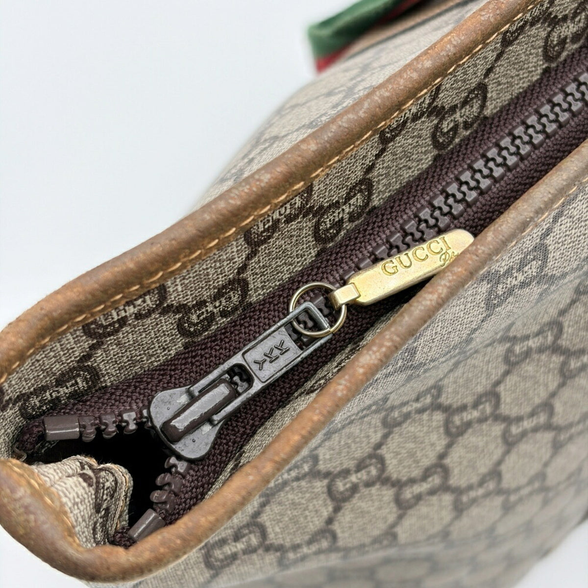 Gucci Beige Brown Green Red Color Pvc Leather Shoulder Bag Tote Bag (Pre-Owned)