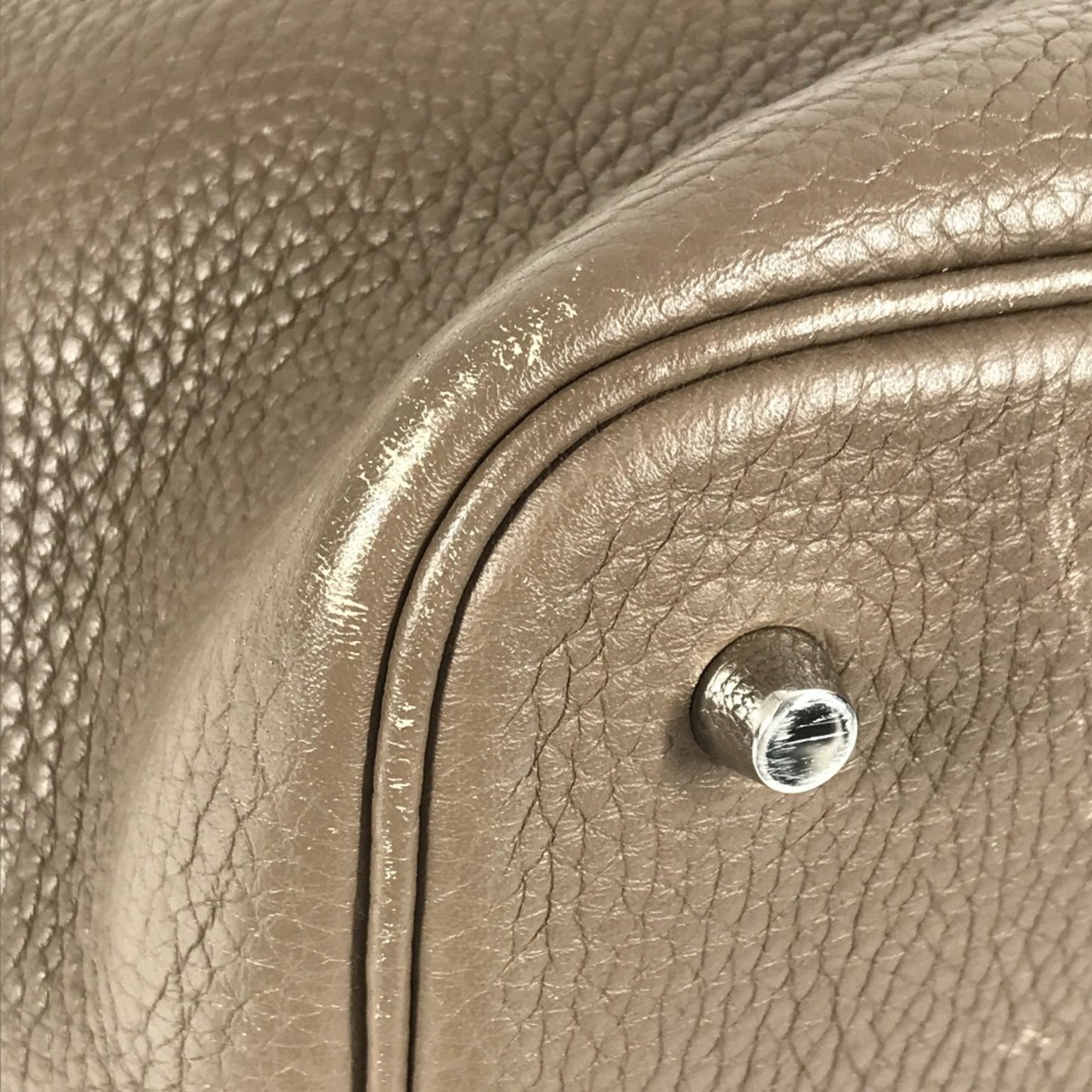 Hermes Picotin Etoupe Gray Gray Taurillon Clemence Leather Handbag (Pre-Owned)