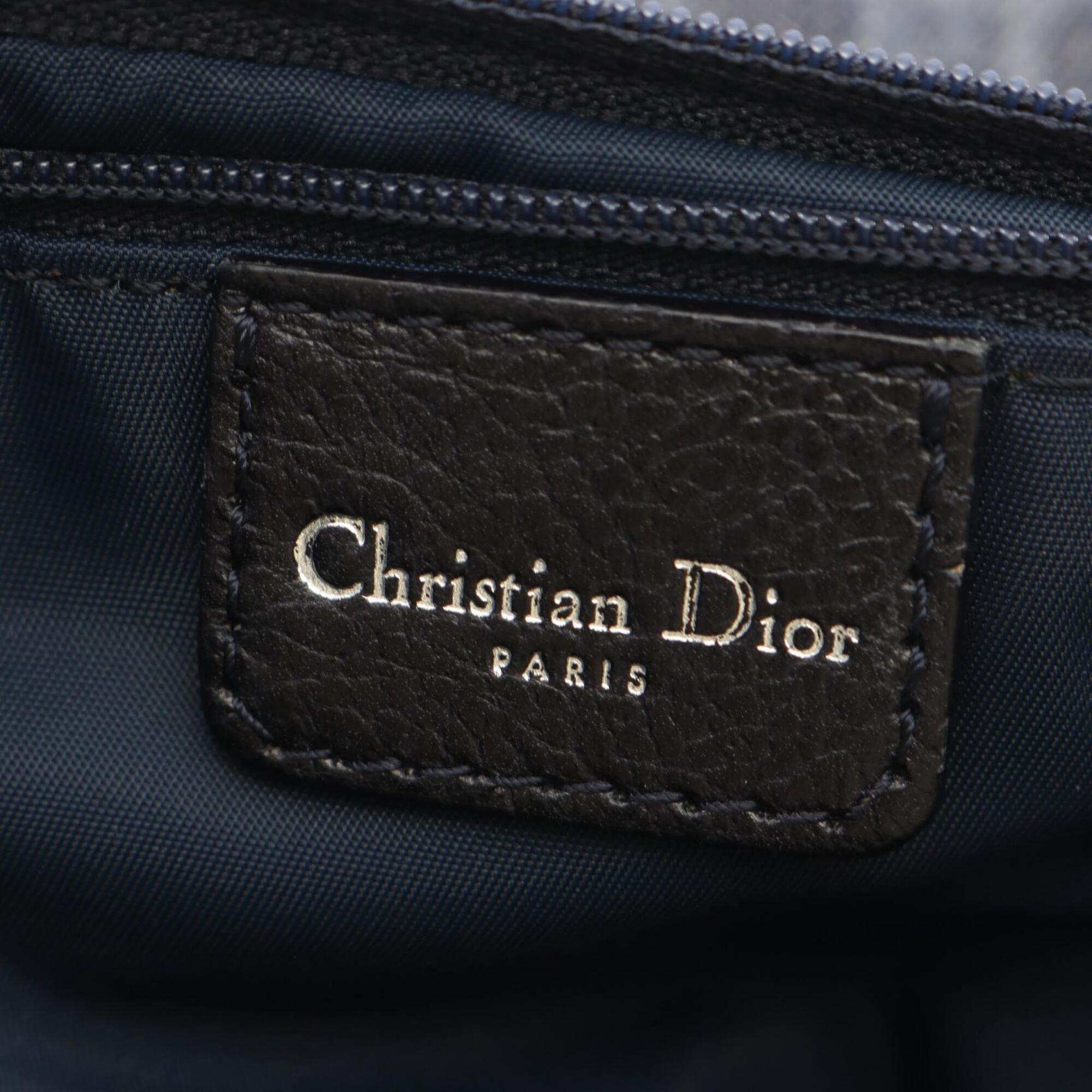 Christian Dior Black Navy Orange Denim Leather Shoulder Bag (Pre-Owned)