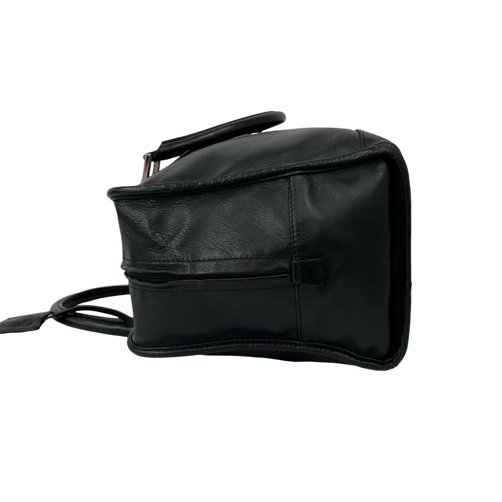 Loewe Black Leather Boston Bag Handbag Tote Bag (Pre-Owned)