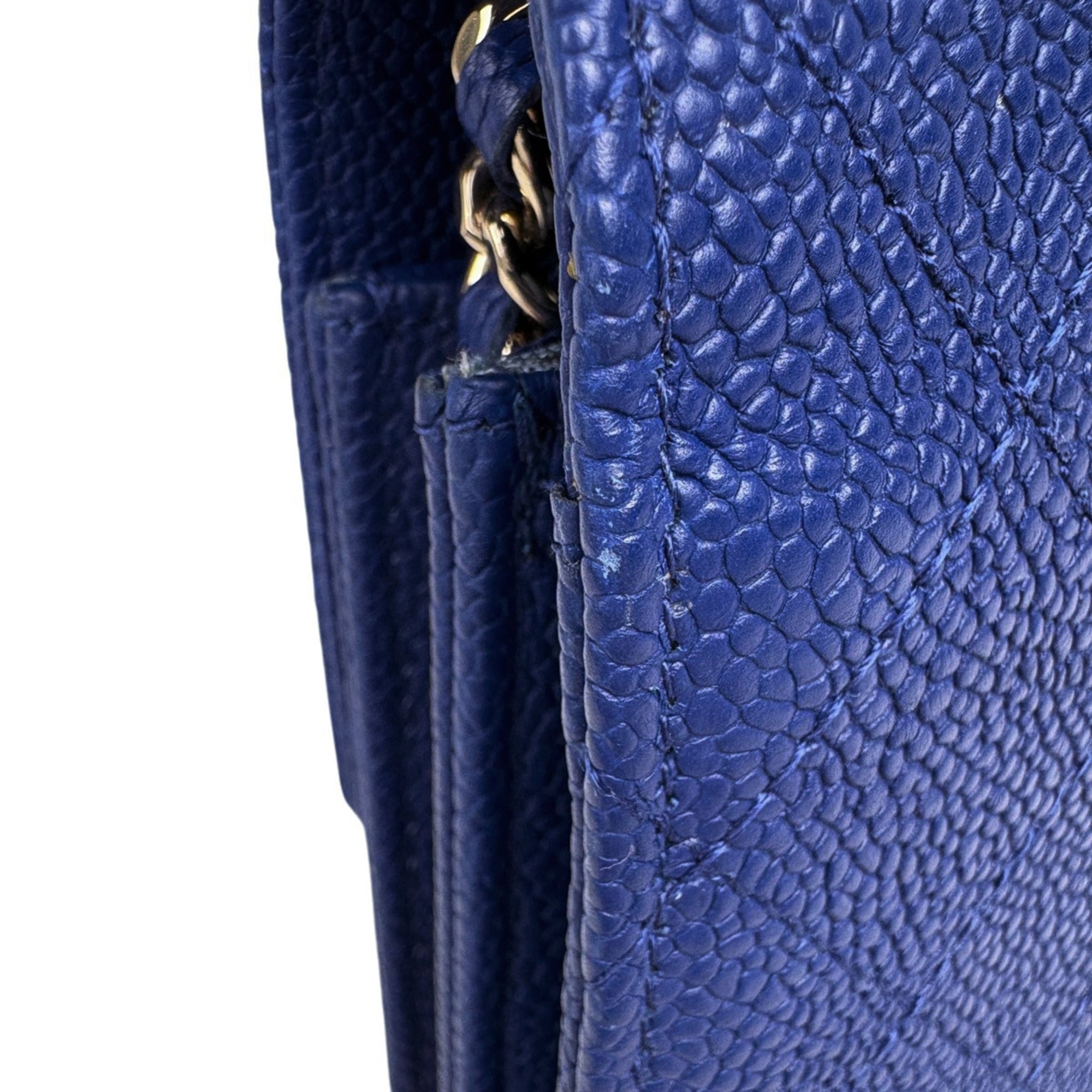 Chanel Blue Grained Calfskin Shoulder Bag (Pre-Owned)