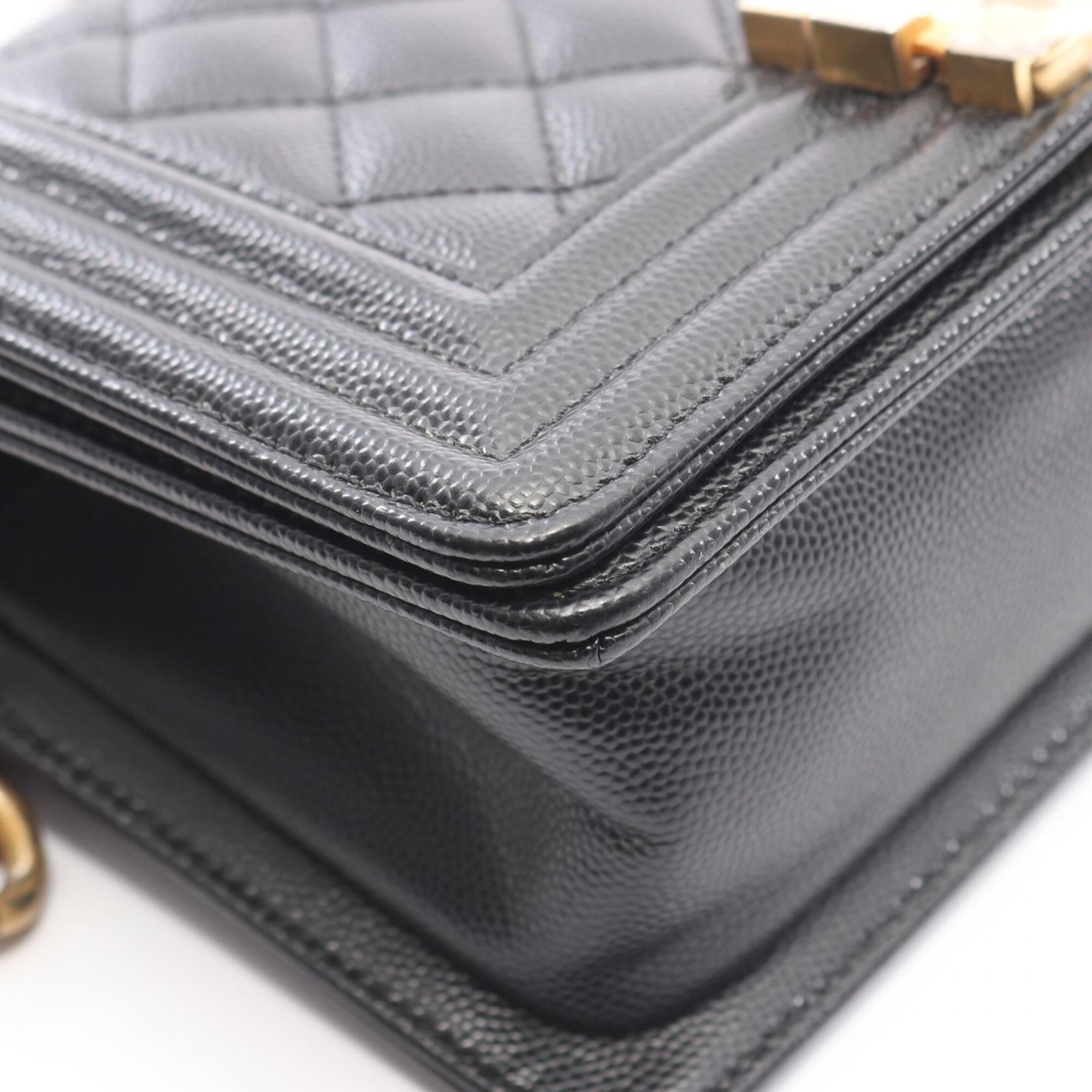 Chanel Black Grained Calfskin Handbag Shoulder Bag (Pre-Owned)