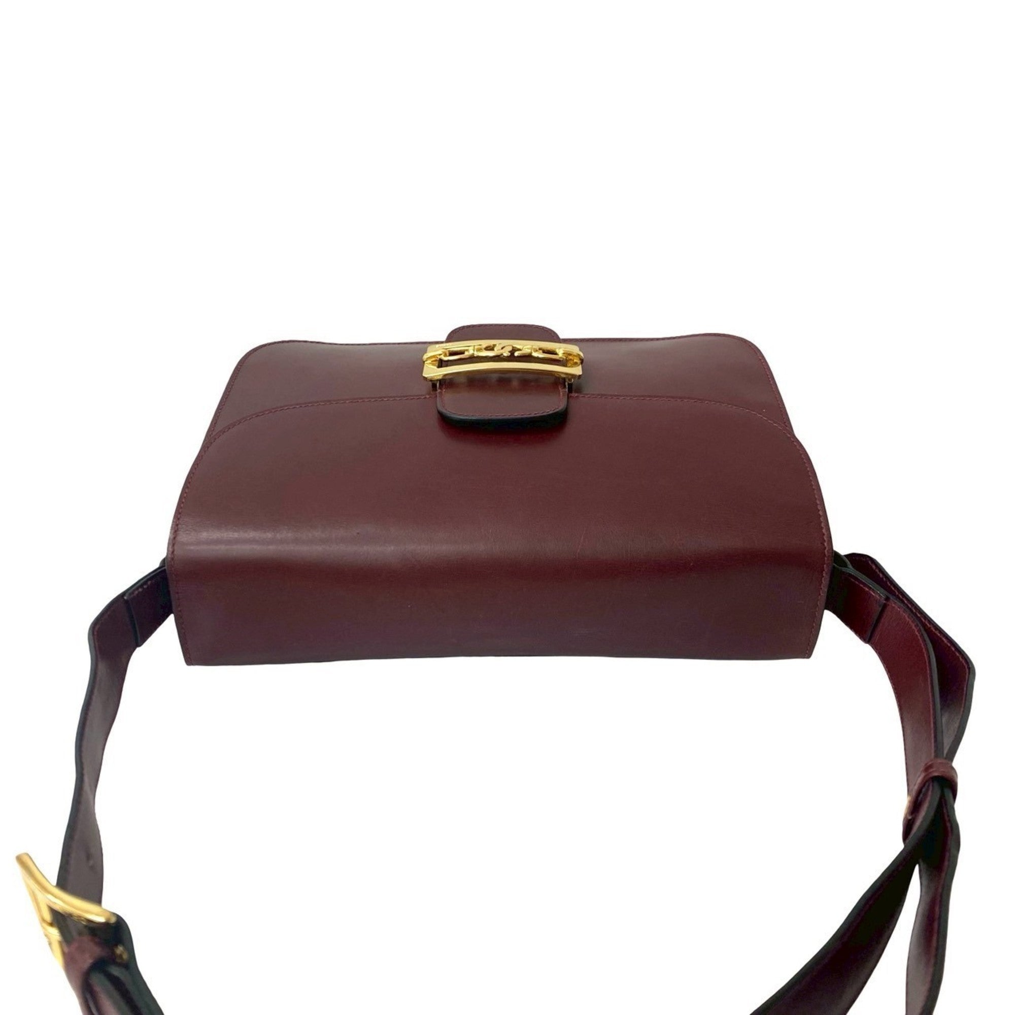 Celine Red Color Wine Leather Shoulder Bag (Pre-Owned)