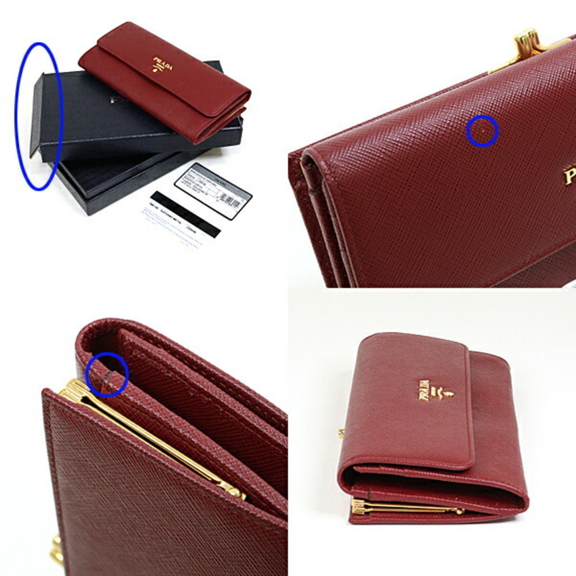 Prada Bordeaux Saffiano Long Wallet (Bi-Fold) (Pre-Owned)