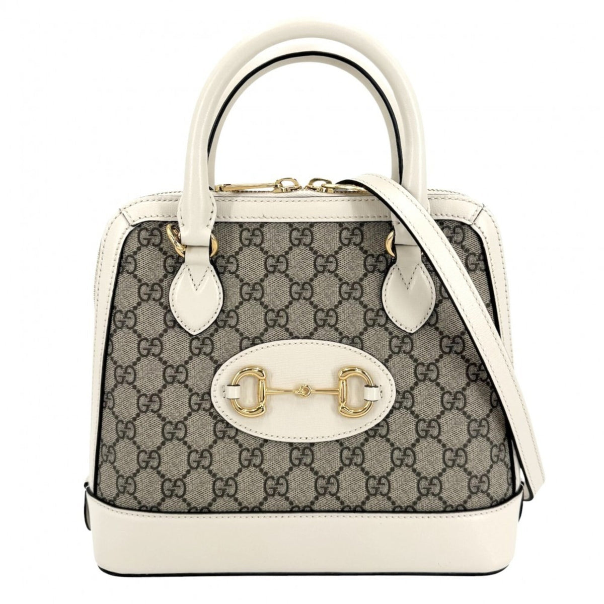 Gucci Beige White Gg Supreme Leather Handbag Shoulder Bag (Pre-Owned)