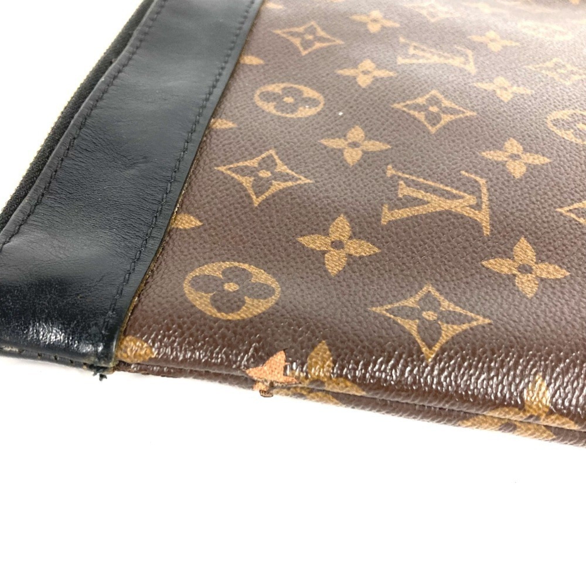 Louis Vuitton Black Brown Monogram Canvas Clutch Bag Handbag Pochette Pouch (Pre-Owned)