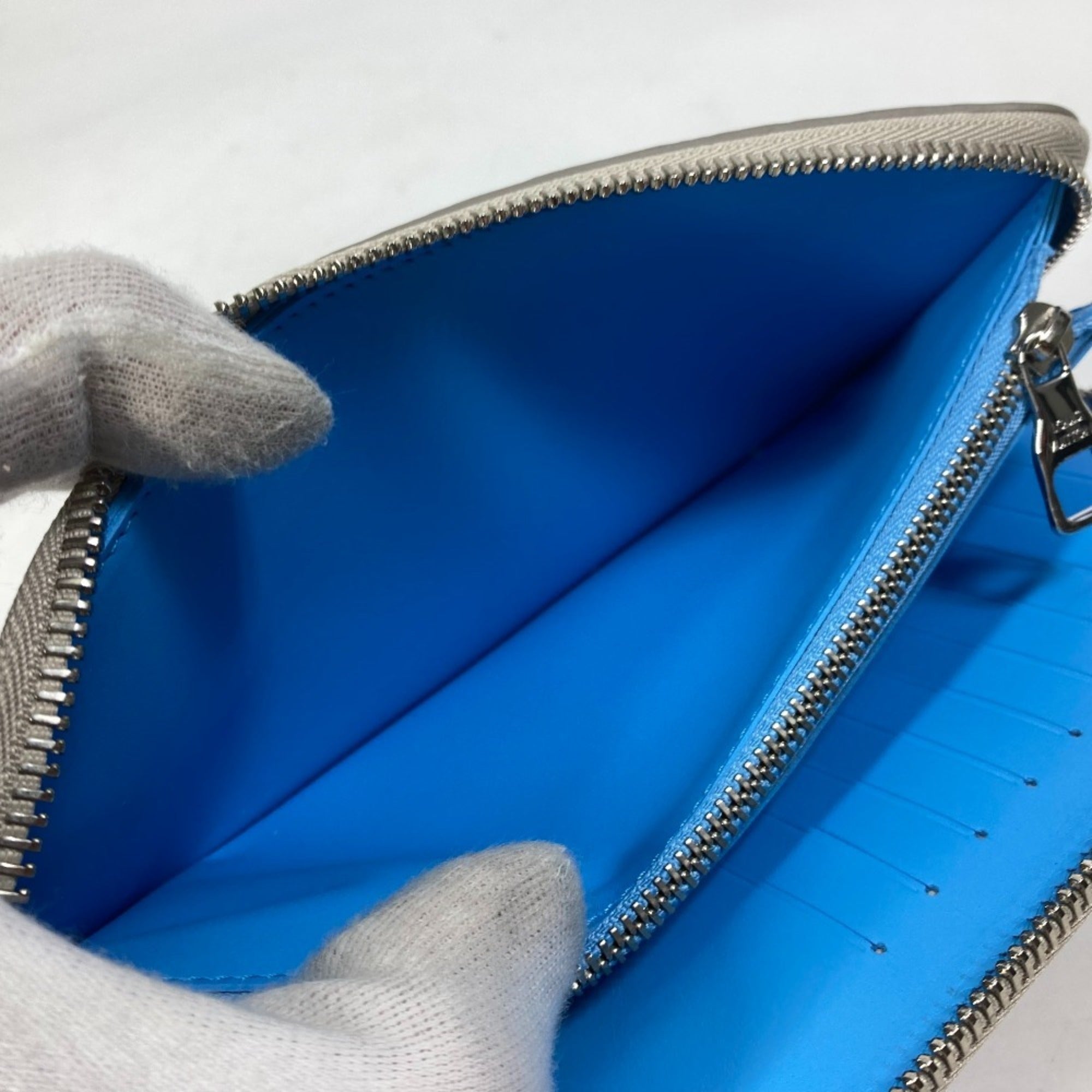 Louis Vuitton Blue Gray Leather Long Wallet (Bi-Fold) (Pre-Owned)