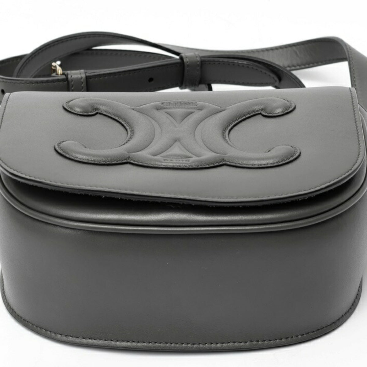 Celine Gray Leather Shoulder Bag (Pre-Owned)