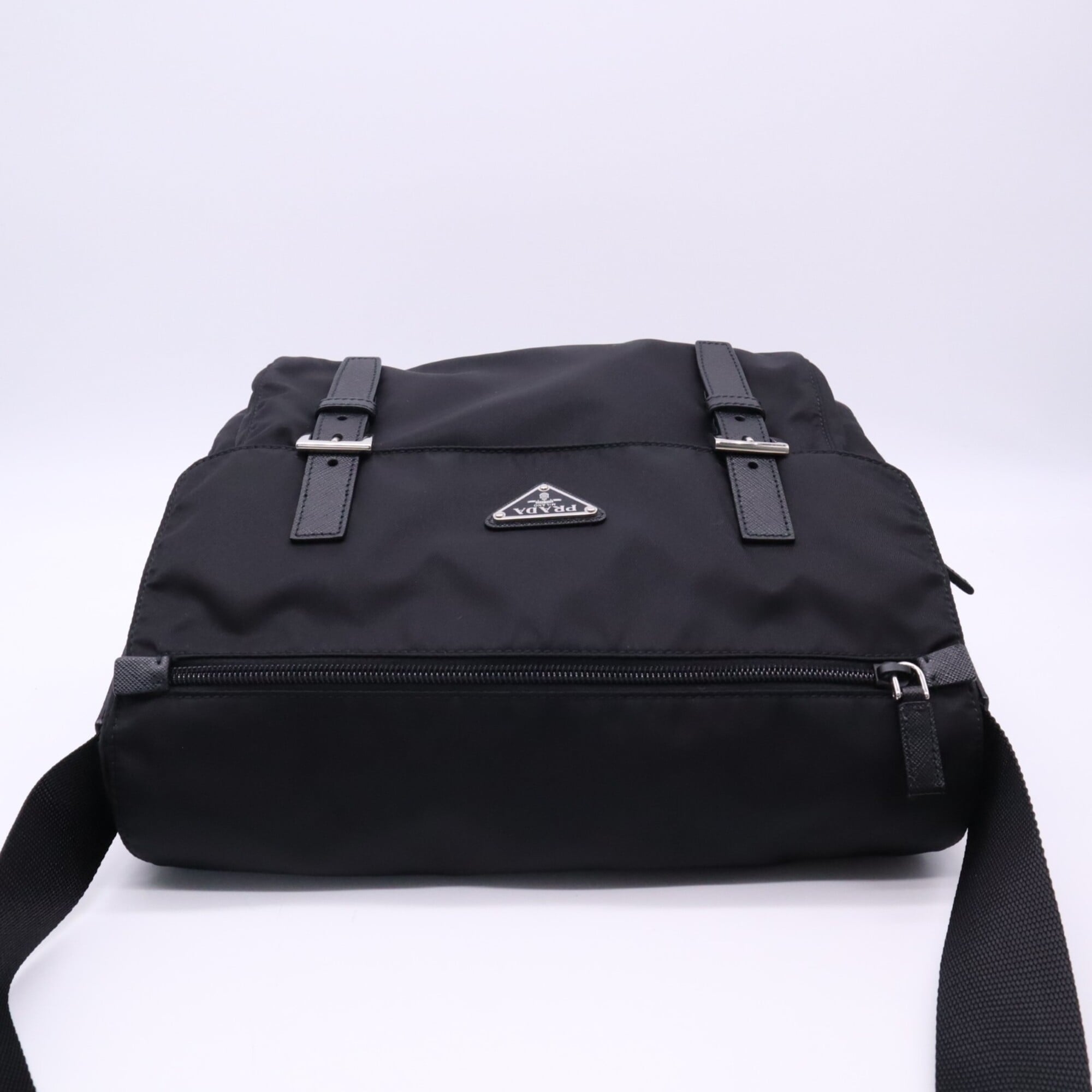Prada Saffiano Black Nylon Saffiano Shoulder Bag (Pre-Owned)