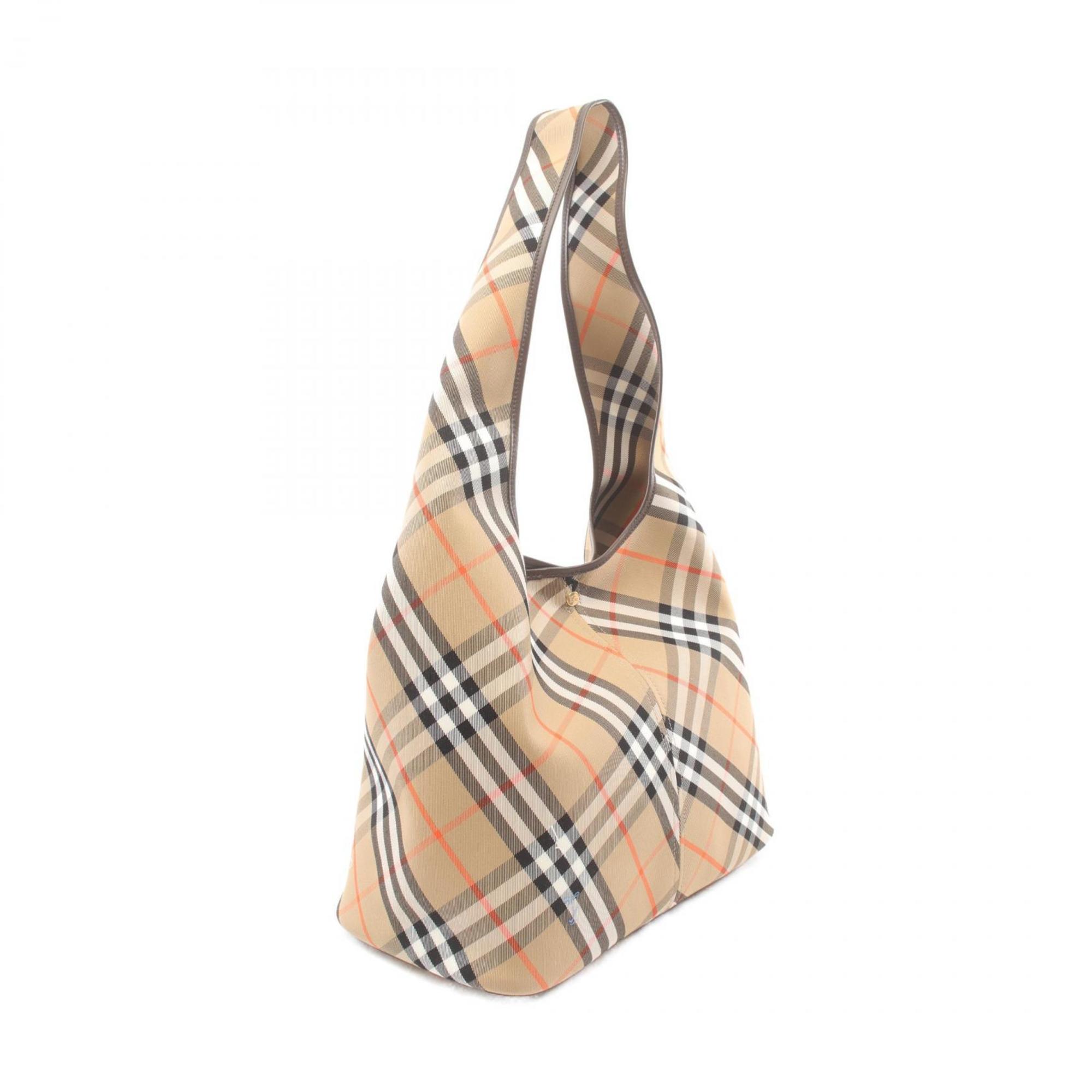 Burberry Beige Brown Multi-Color Canvas Leather Shoulder Bag