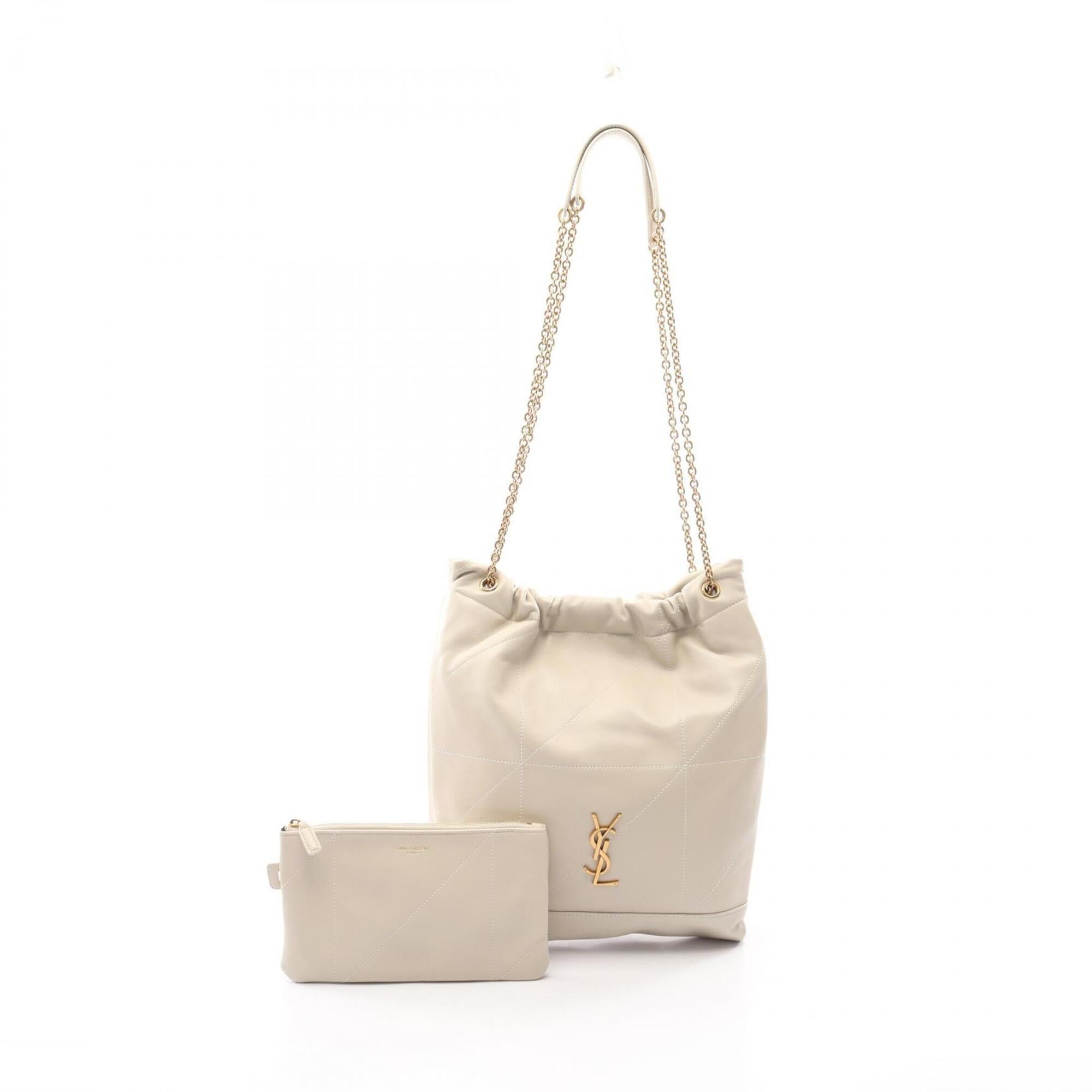 Saint Laurent Ivory Leather Handbag Pouch Shoulder Bag (Pre-Owned)