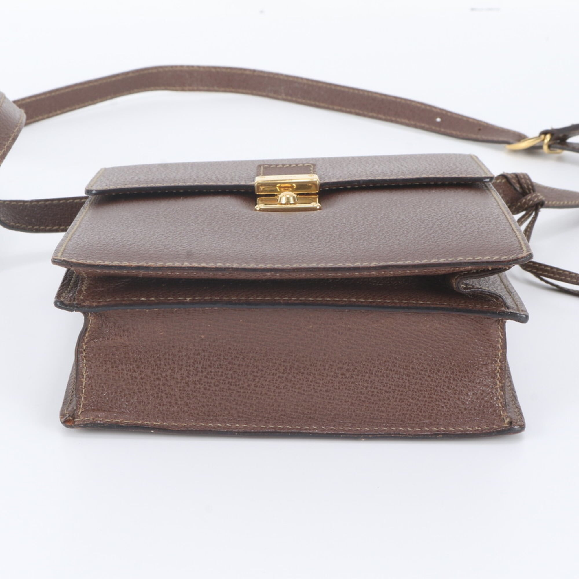 Gucci Brown Leather Crossbody Bag Handbag Shoulder Bag (Pre-Owned)