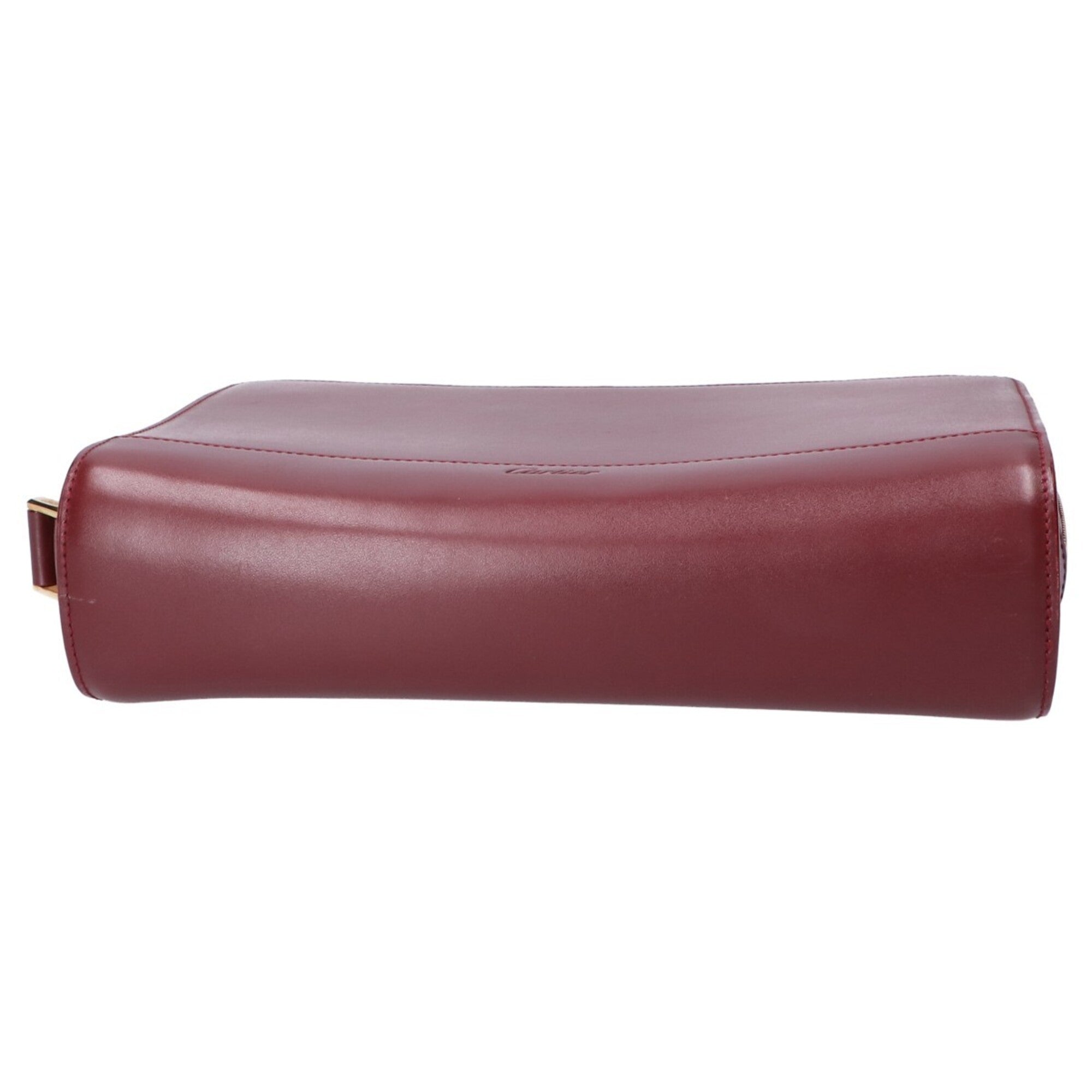 Cartier Bordeaux Leather Clutch Bag (Pre-Owned)