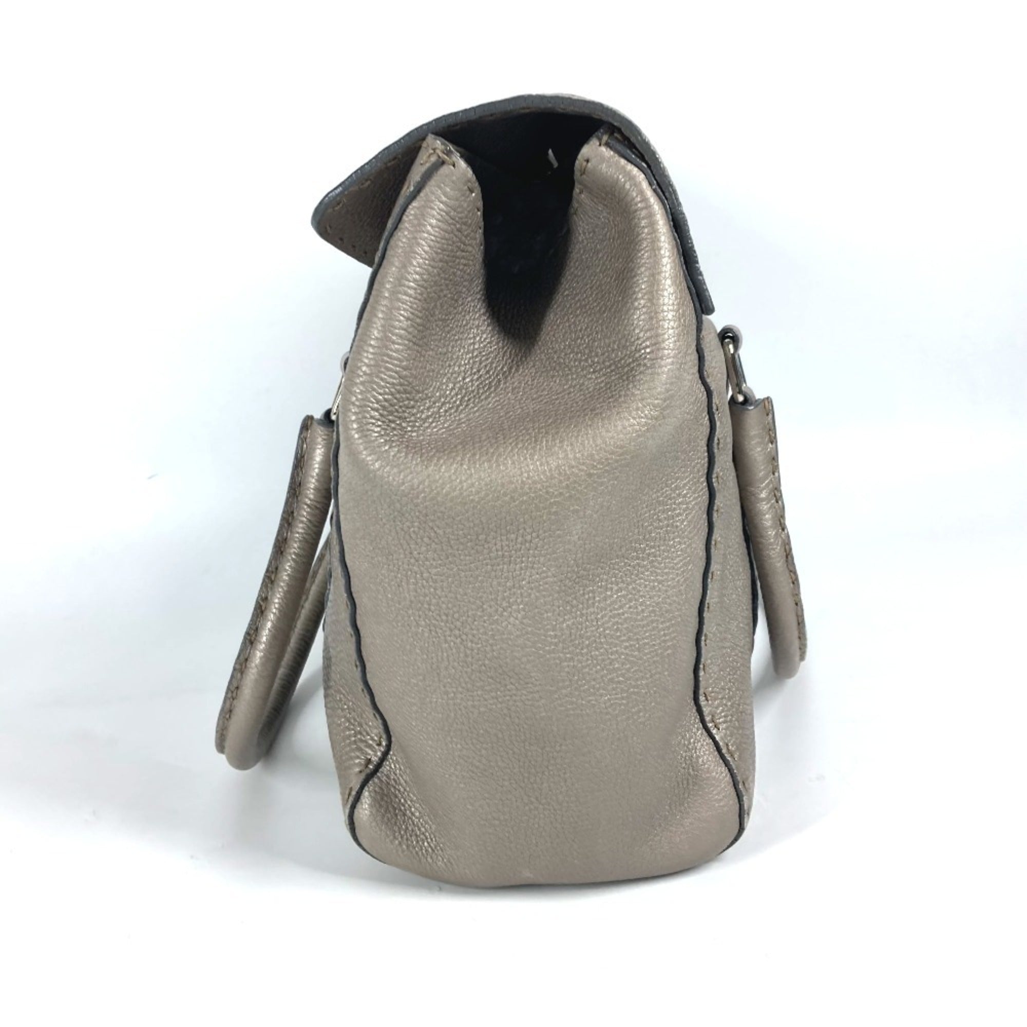 Fendi Gray Leather Shoulder Bag Tote Bag (Pre-Owned)