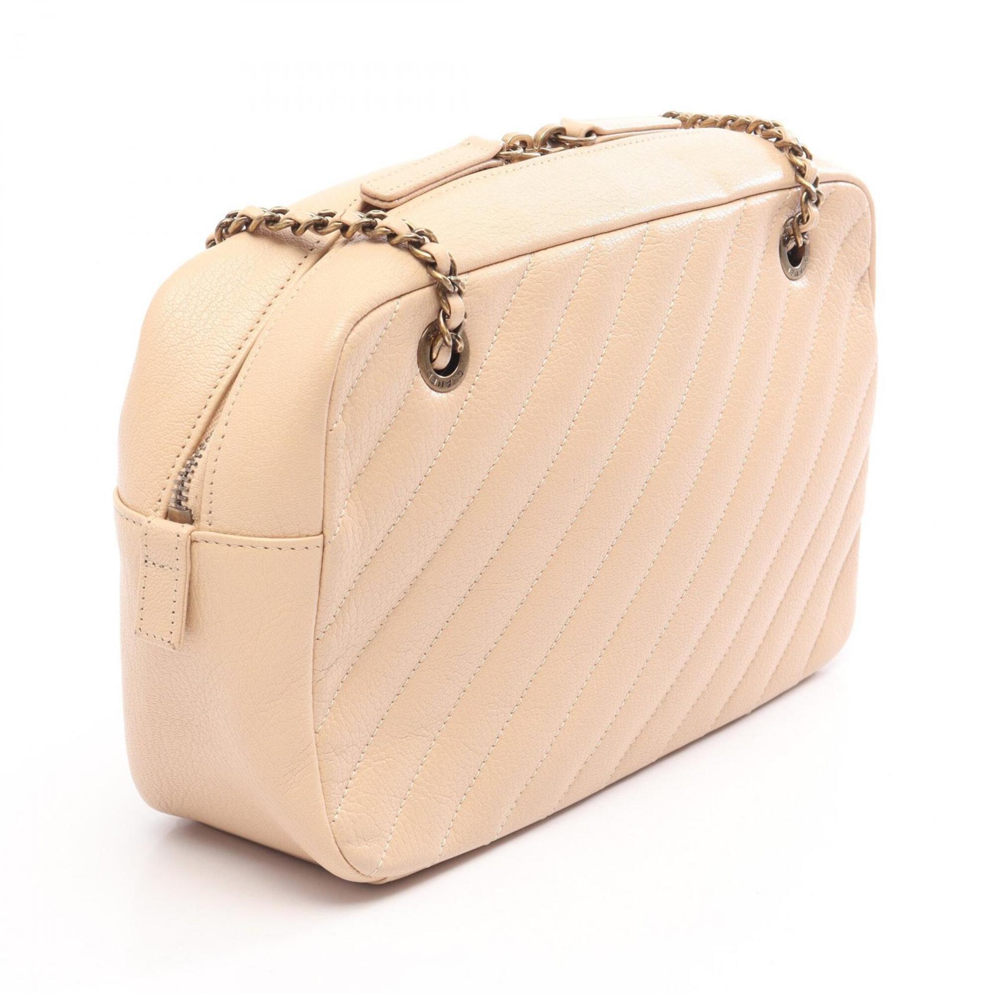 Chanel Beige Leather Handbag Shoulder Bag (Pre-Owned)