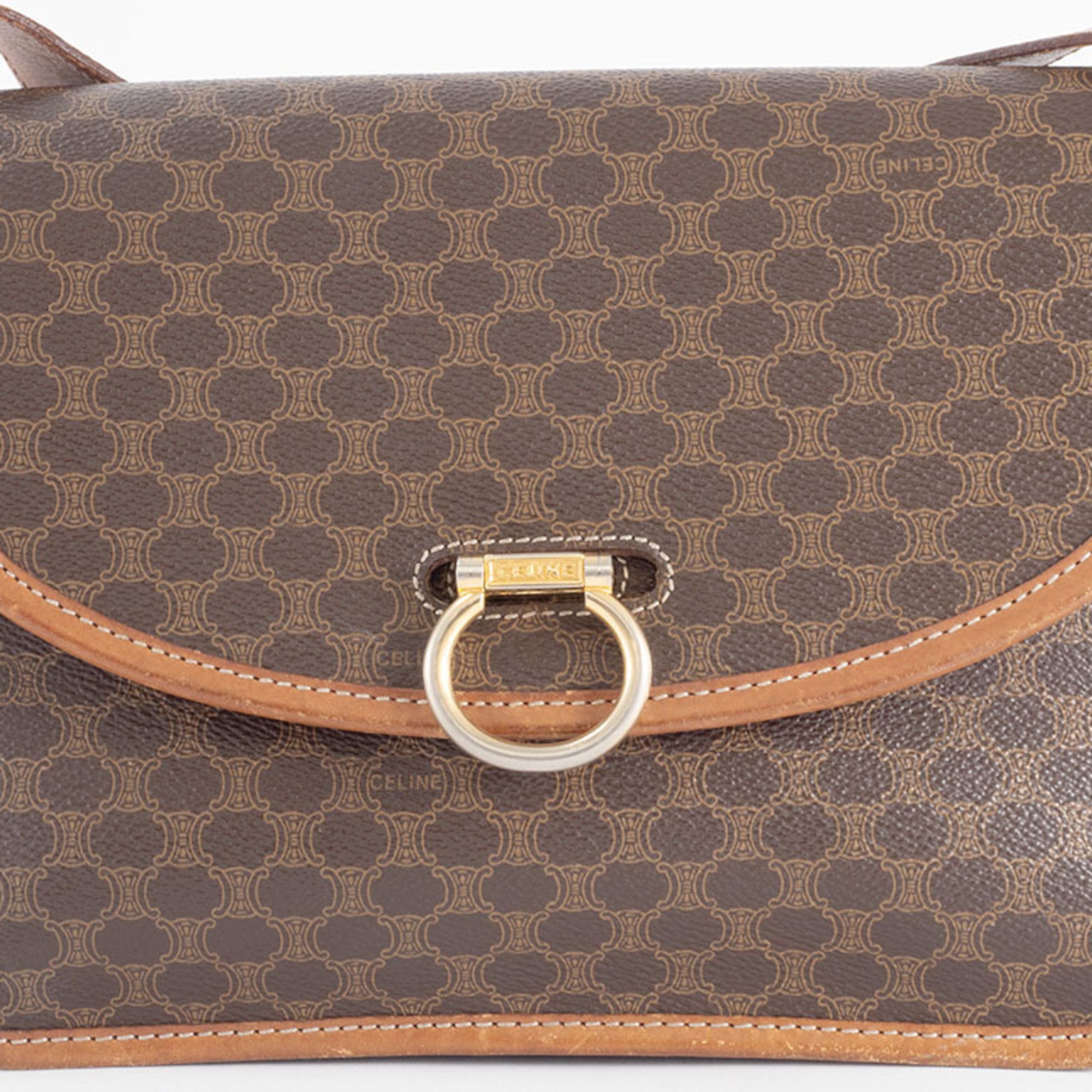 Celine Macadam Brown Pvc Leather Shoulder Bag (Pre-Owned)