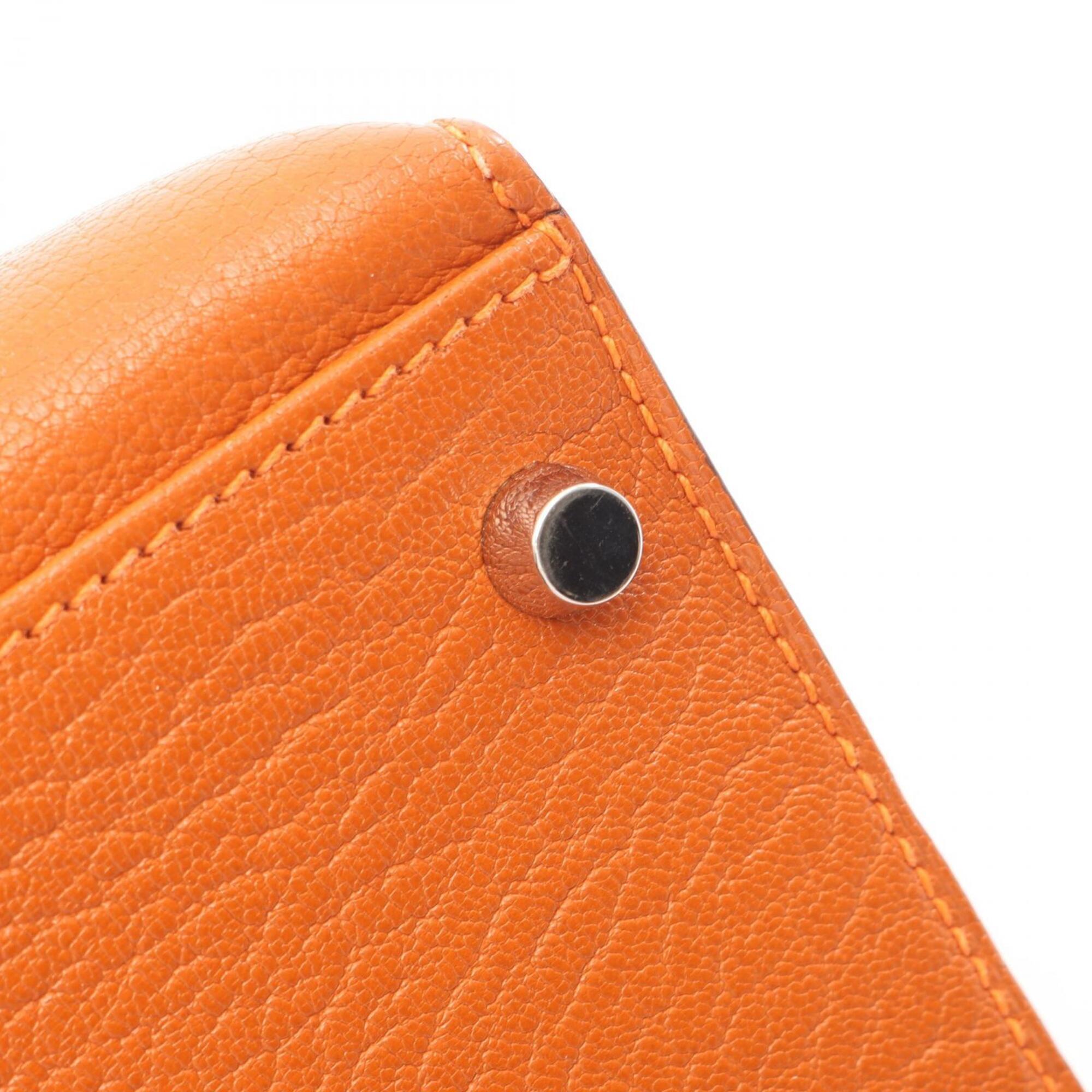 Hermes Orange Chevre Leather Handbag (Pre-Owned)