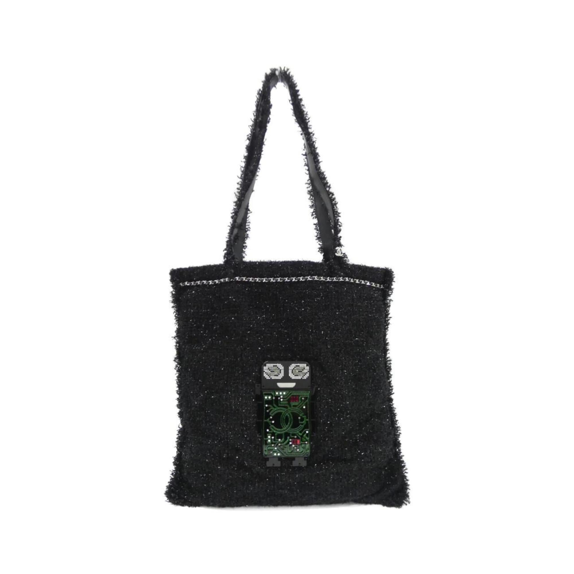 Chanel Black Green Tweed Handbag (Pre-Owned)