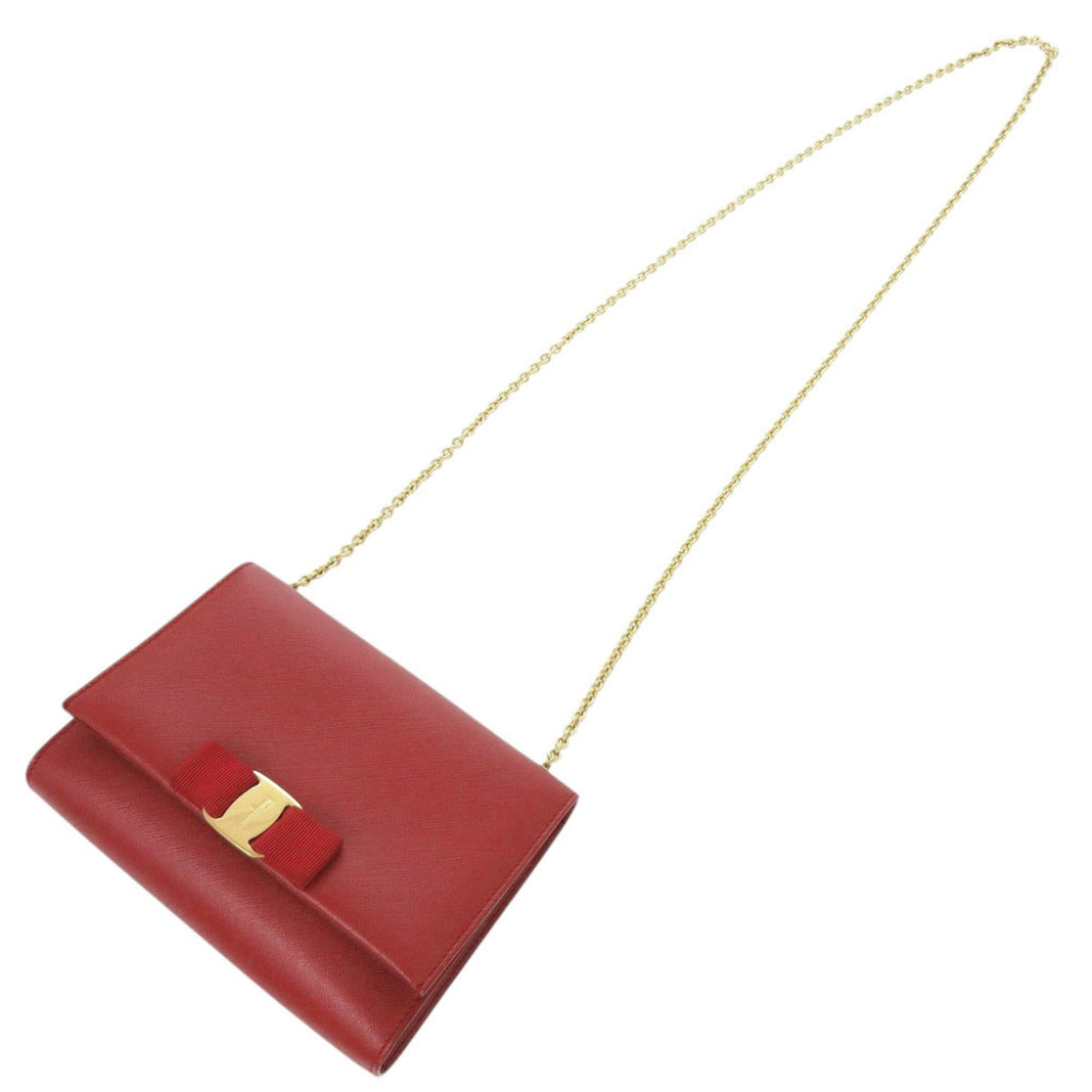 Salvatore Ferragamo Red Color Leather Shoulder Bag (Pre-Owned)