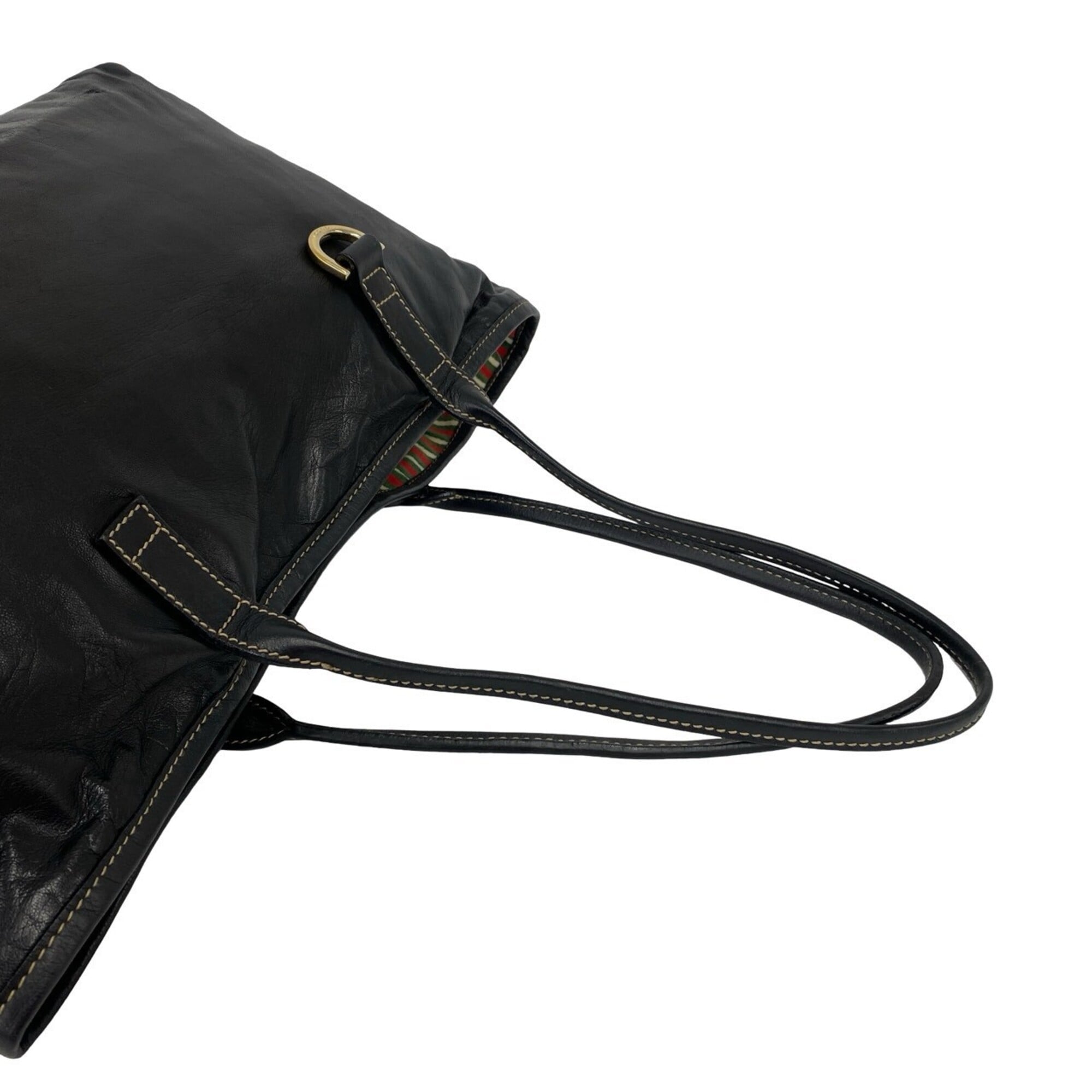 Gucci Black Leather Shoulder Bag Tote Bag (Pre-Owned)