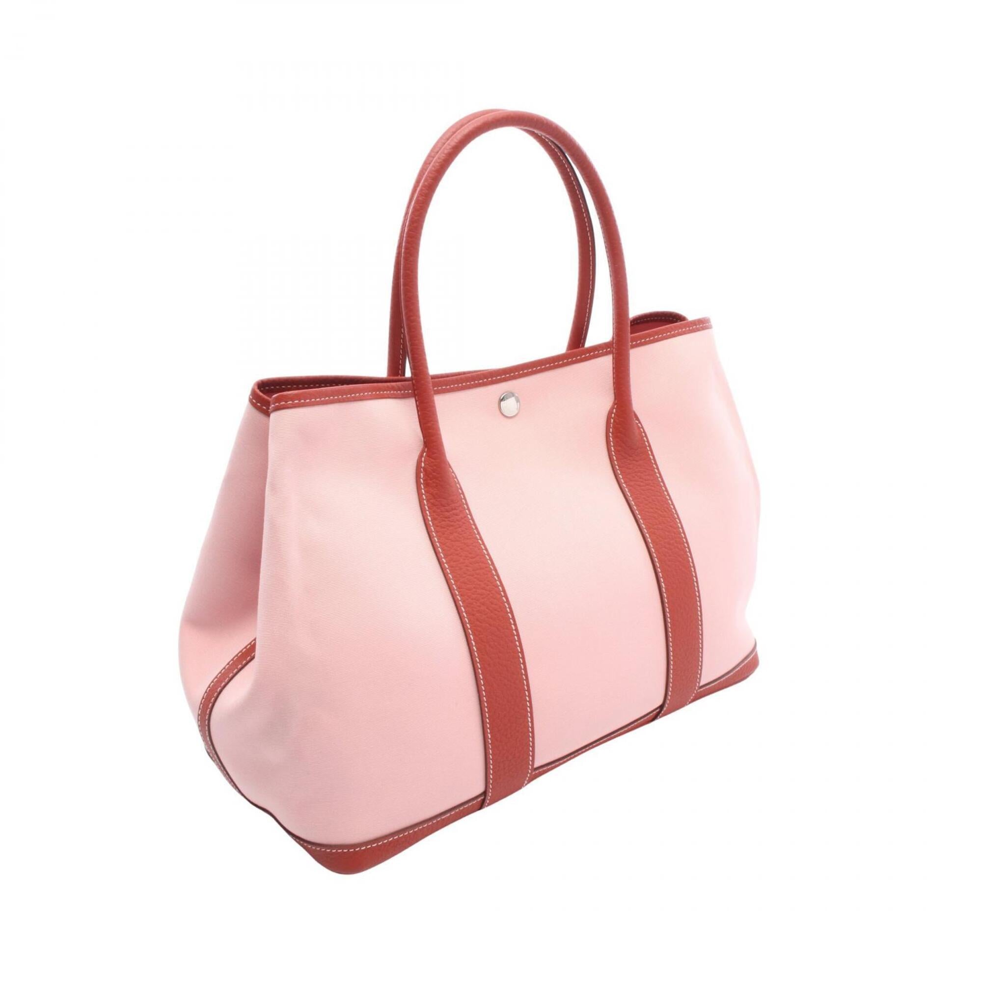 Hermes Pink Red Color Canvas Toile Officier Handbag Tote Bag (Pre-Owned)