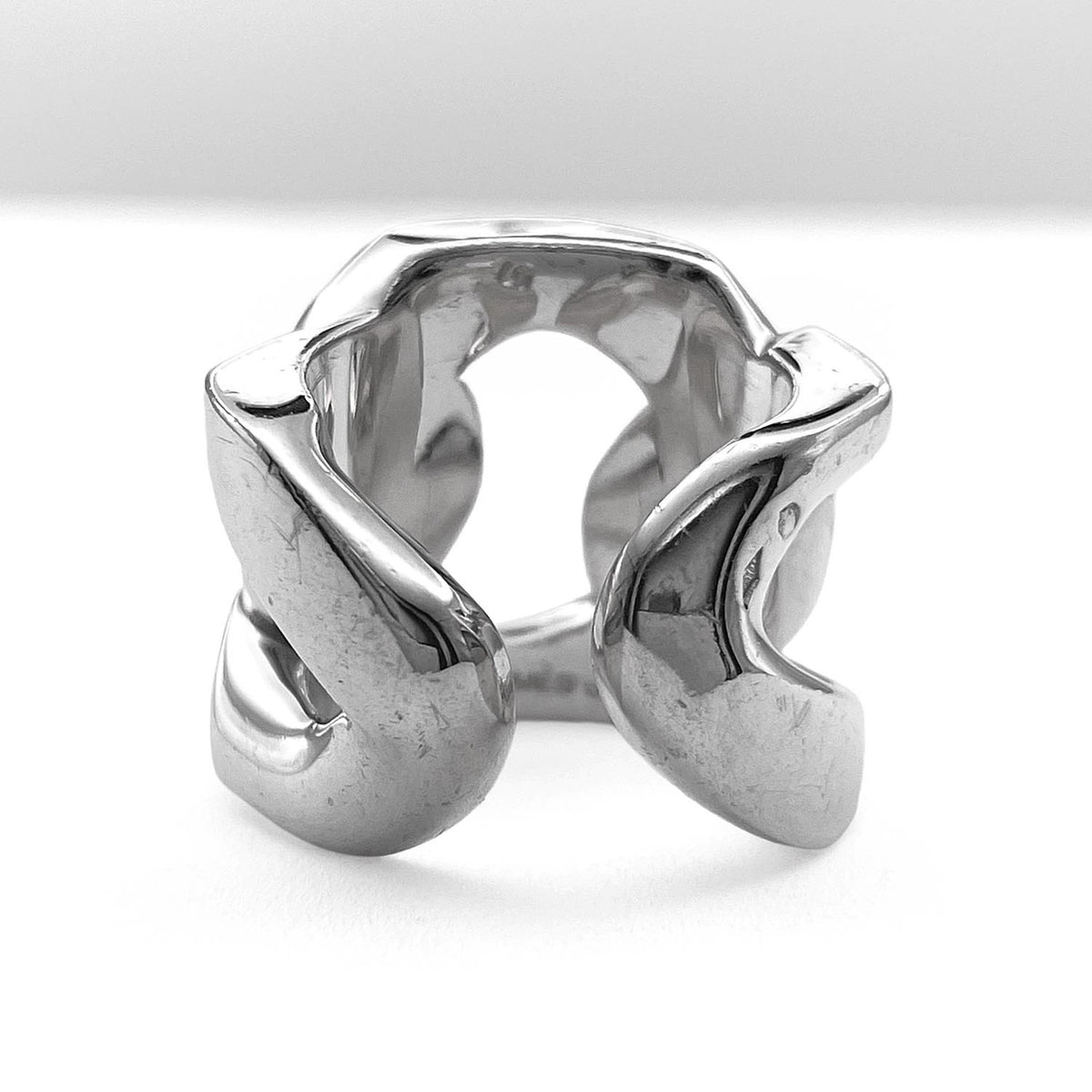 Hermes Silver Silver 925 Band Ring (Pre-Owned)