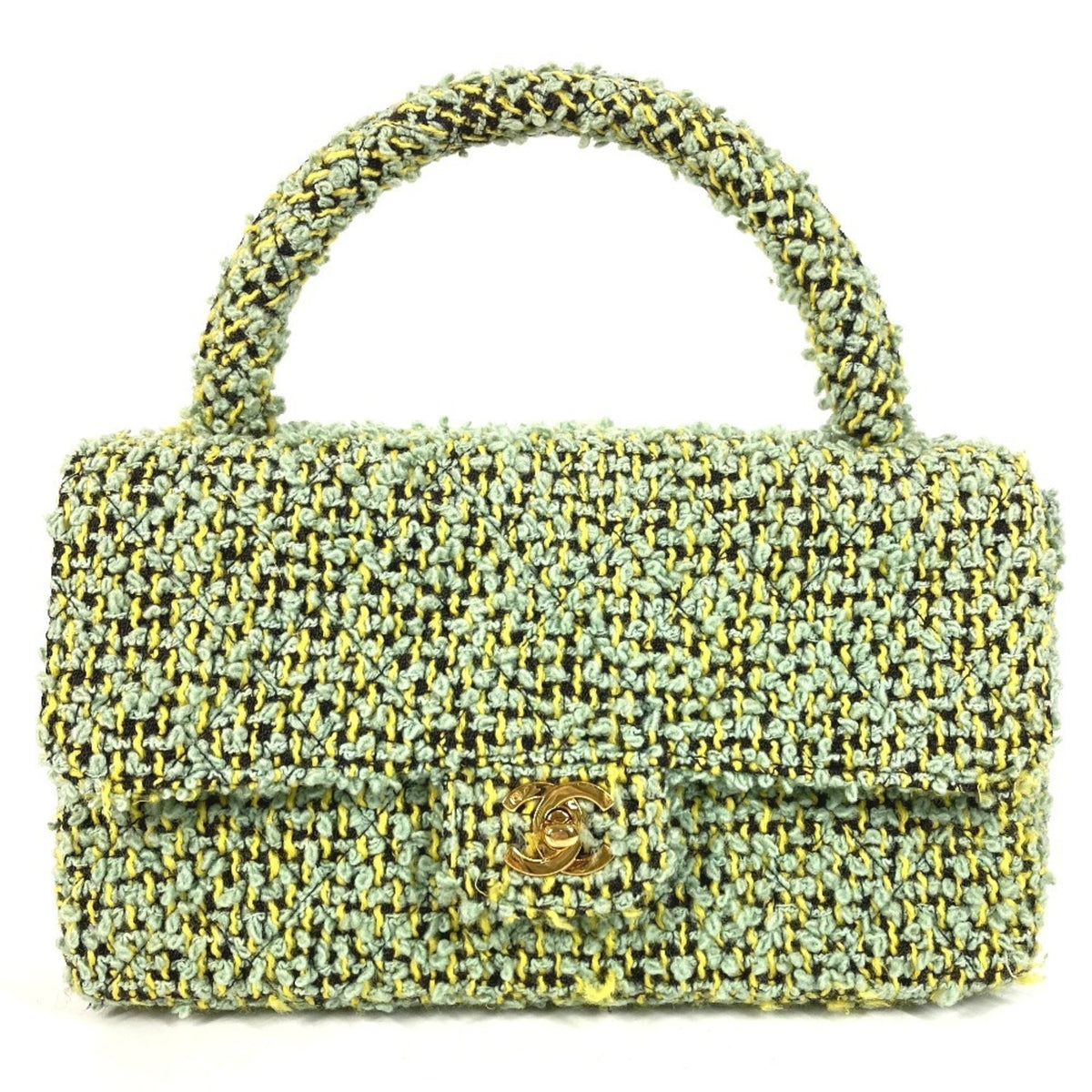 Chanel Green Tweed Handbag (Pre-Owned)