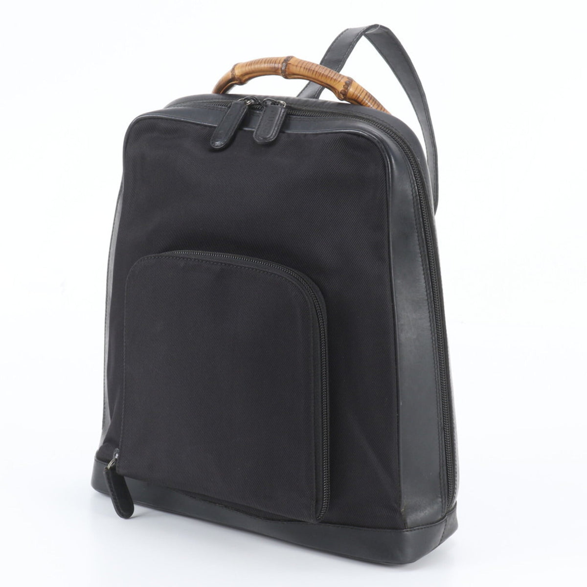 Gucci Black Leather Canvas Backpack (Pre-Owned)