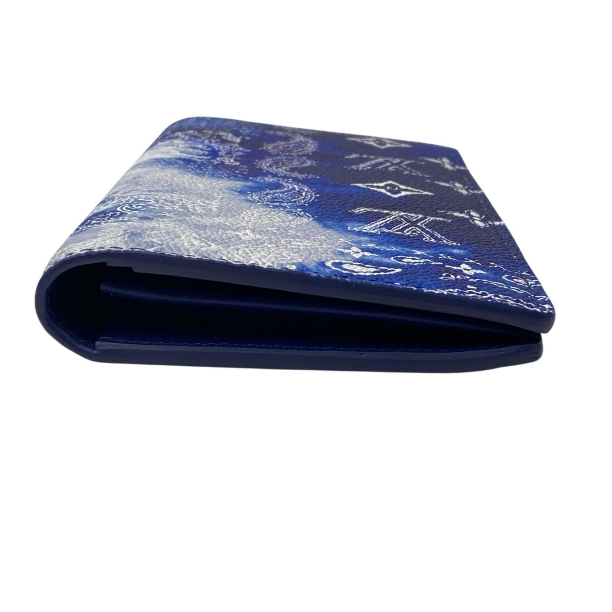 Louis Vuitton Blue Leather Long Wallet (Bi-Fold) (Pre-Owned)