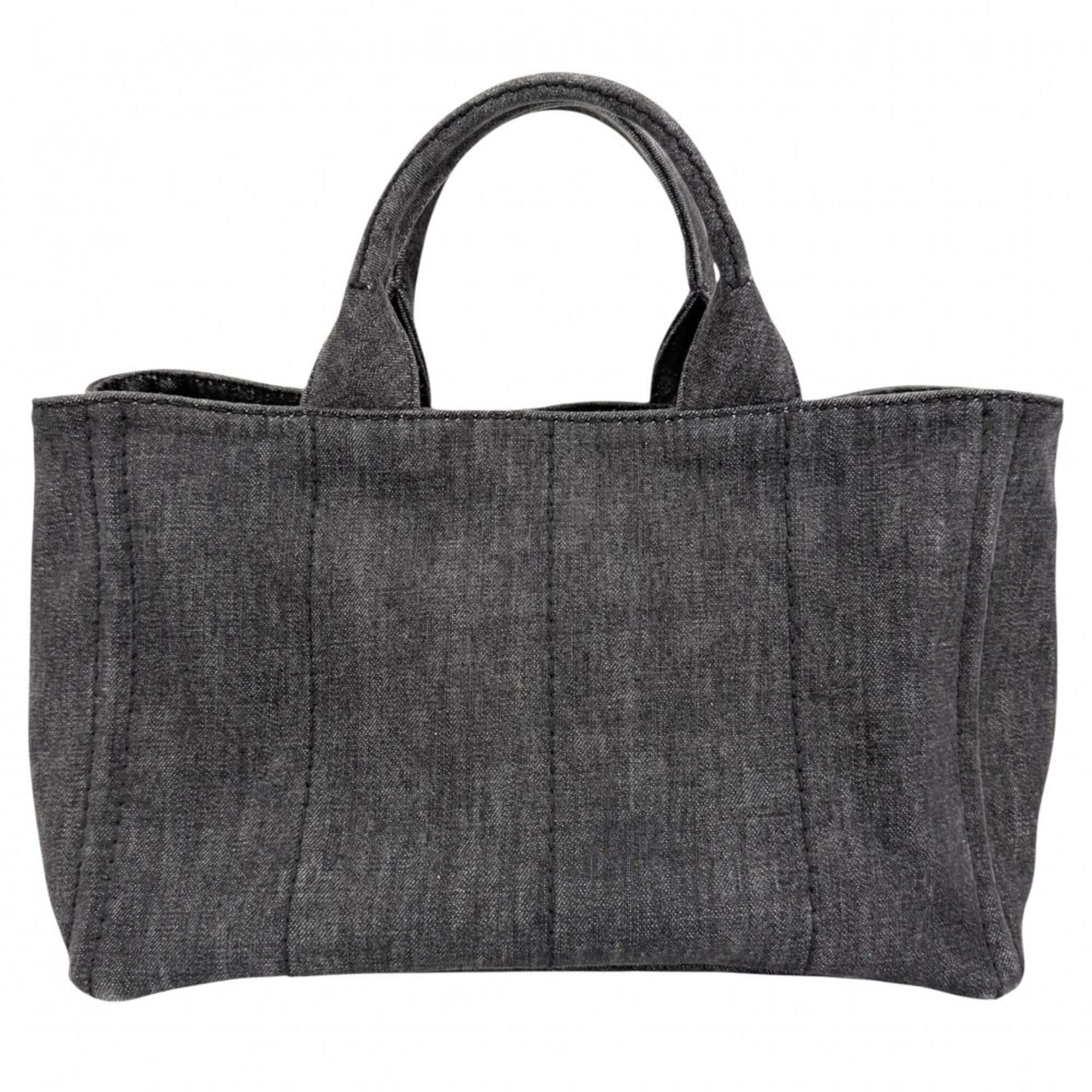 Prada Canapa Black Canapa Handbag Shoulder Bag Tote Bag (Pre-Owned)
