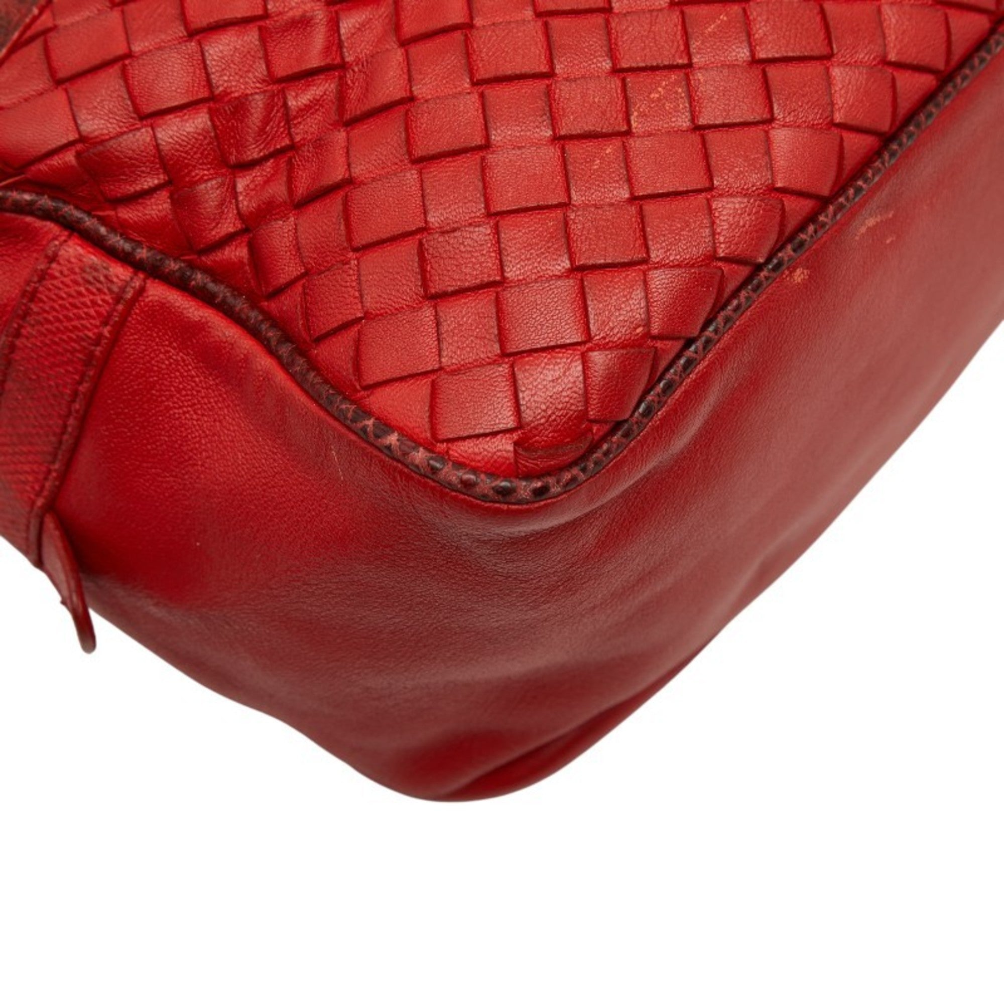 Bottega Veneta Red Color Leather Handbag Shoulder Bag (Pre-Owned)