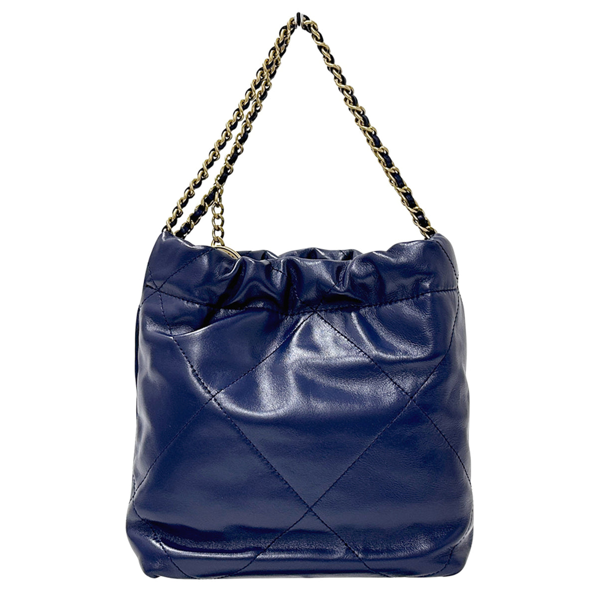 Chanel Navy Leather Handbag Shoulder Bag (Pre-Owned)