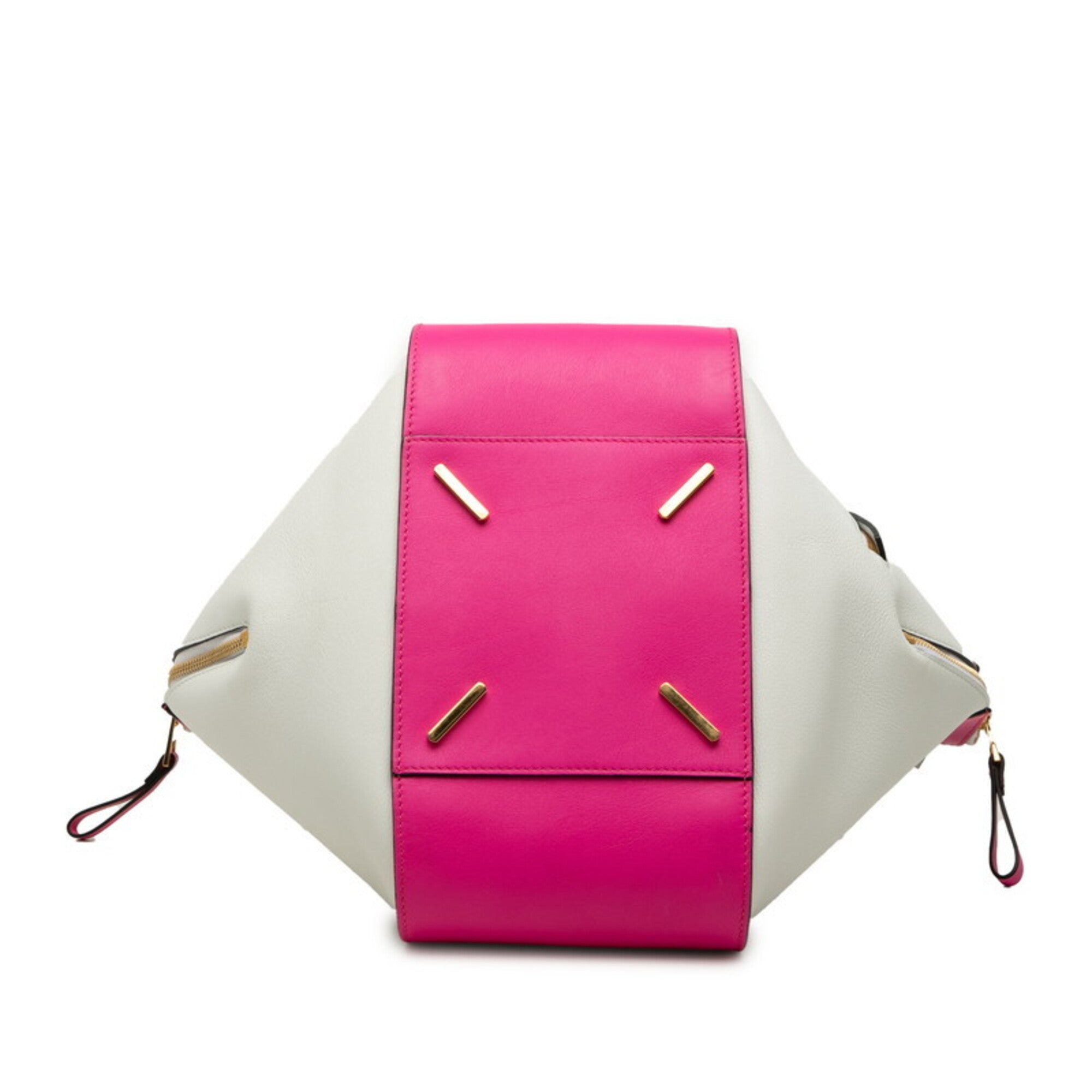 Loewe Pink White Leather Handbag Shoulder Bag (Pre-Owned)
