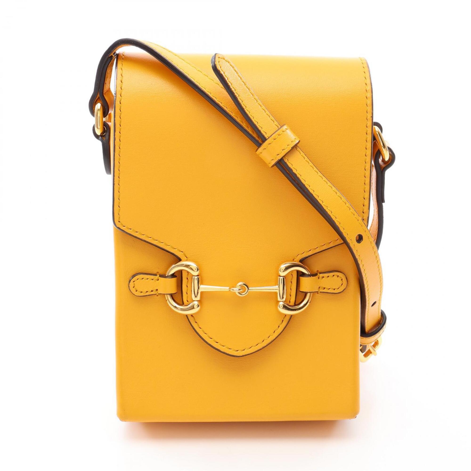 Gucci Yellow Leather Handbag Shoulder Bag (Pre-Owned)