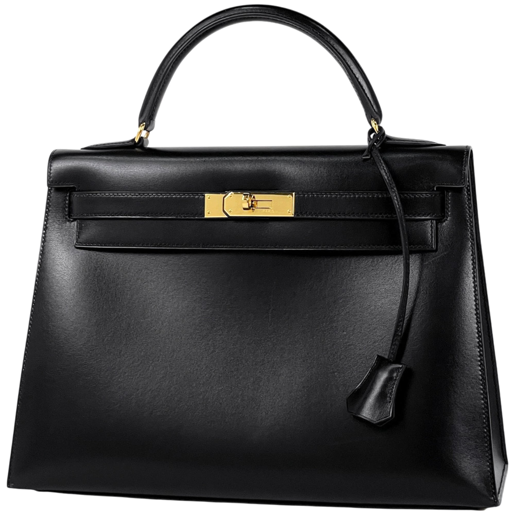Hermes Black Box Calf Leather Handbag (Pre-Owned)
