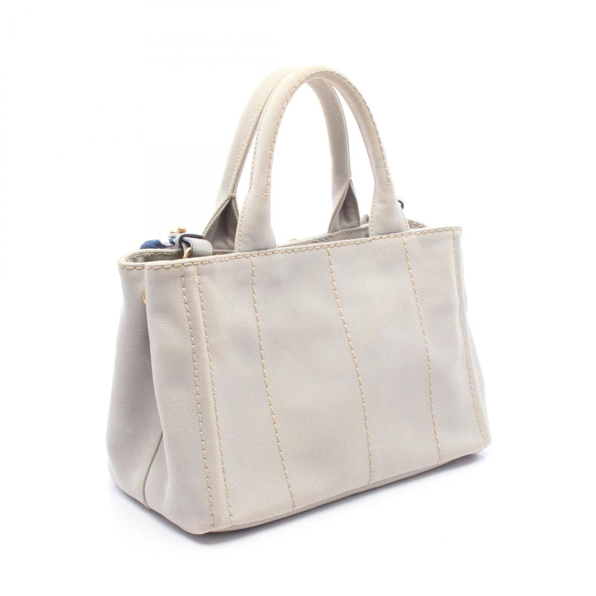 Prada Gray Canvas Handbag Tote Bag (Pre-Owned)