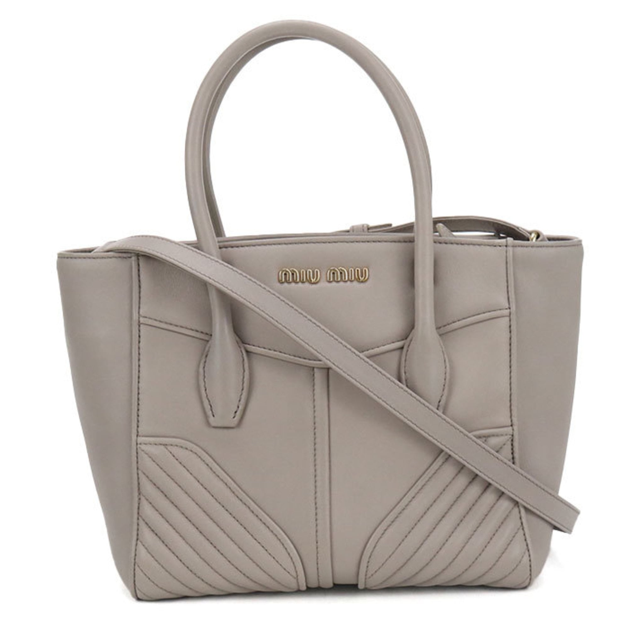 Miu Miu Gray Leather Tote Bag (Pre-Owned)
