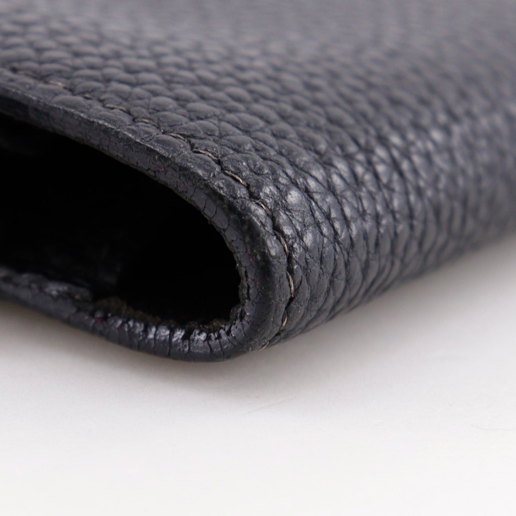 Hermes Black Taurillon Clemence Leather Long Wallet (Bi-Fold) (Pre-Owned)