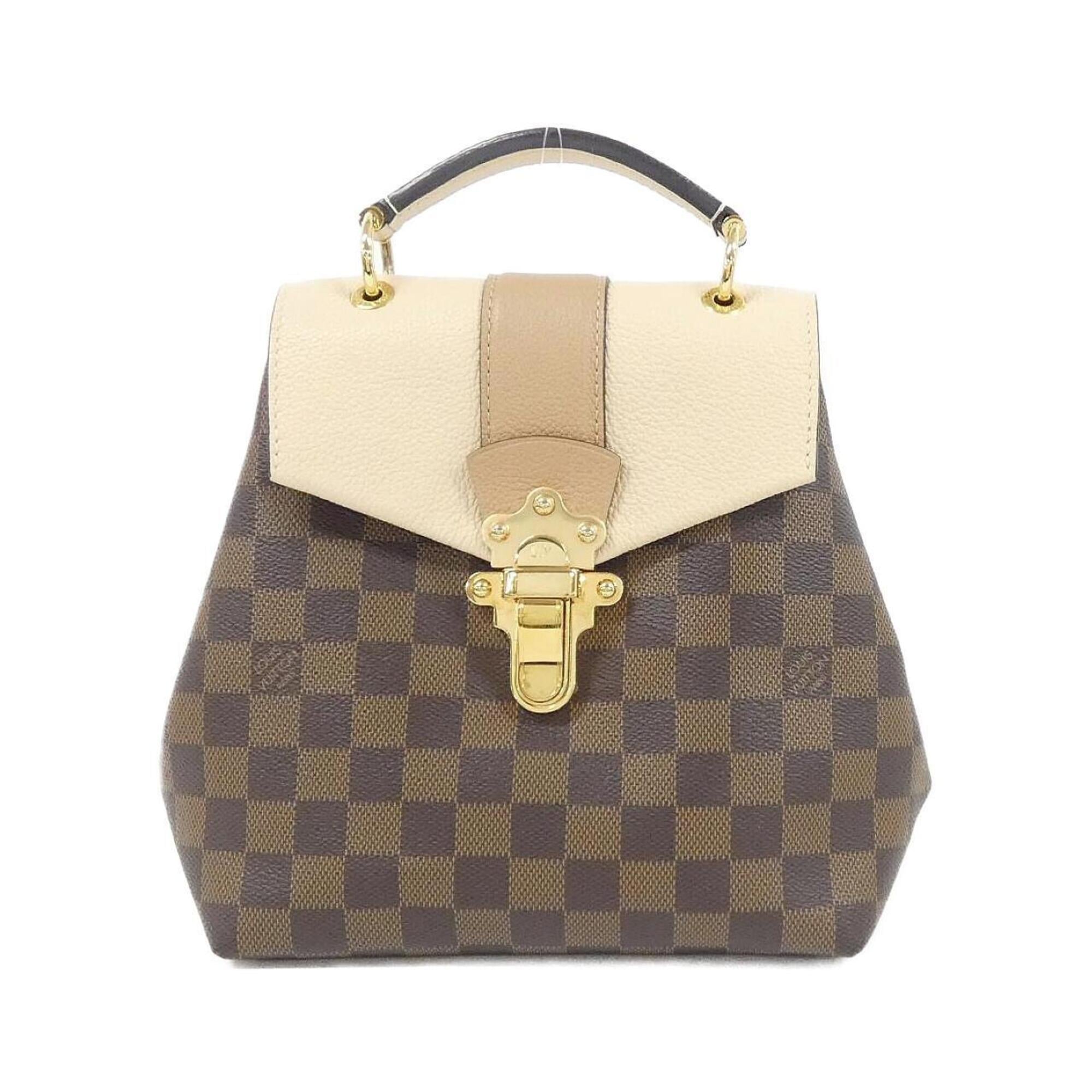 Louis Vuitton Brown Cream Coated Canvas Leather Backpack (Pre-Owned)