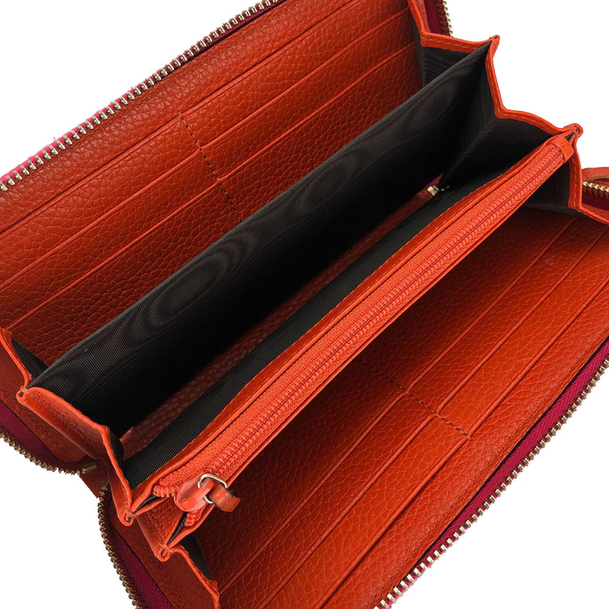 Gucci Bamboo Orange Pink Leather Long Wallet (Bi-Fold) (Pre-Owned)