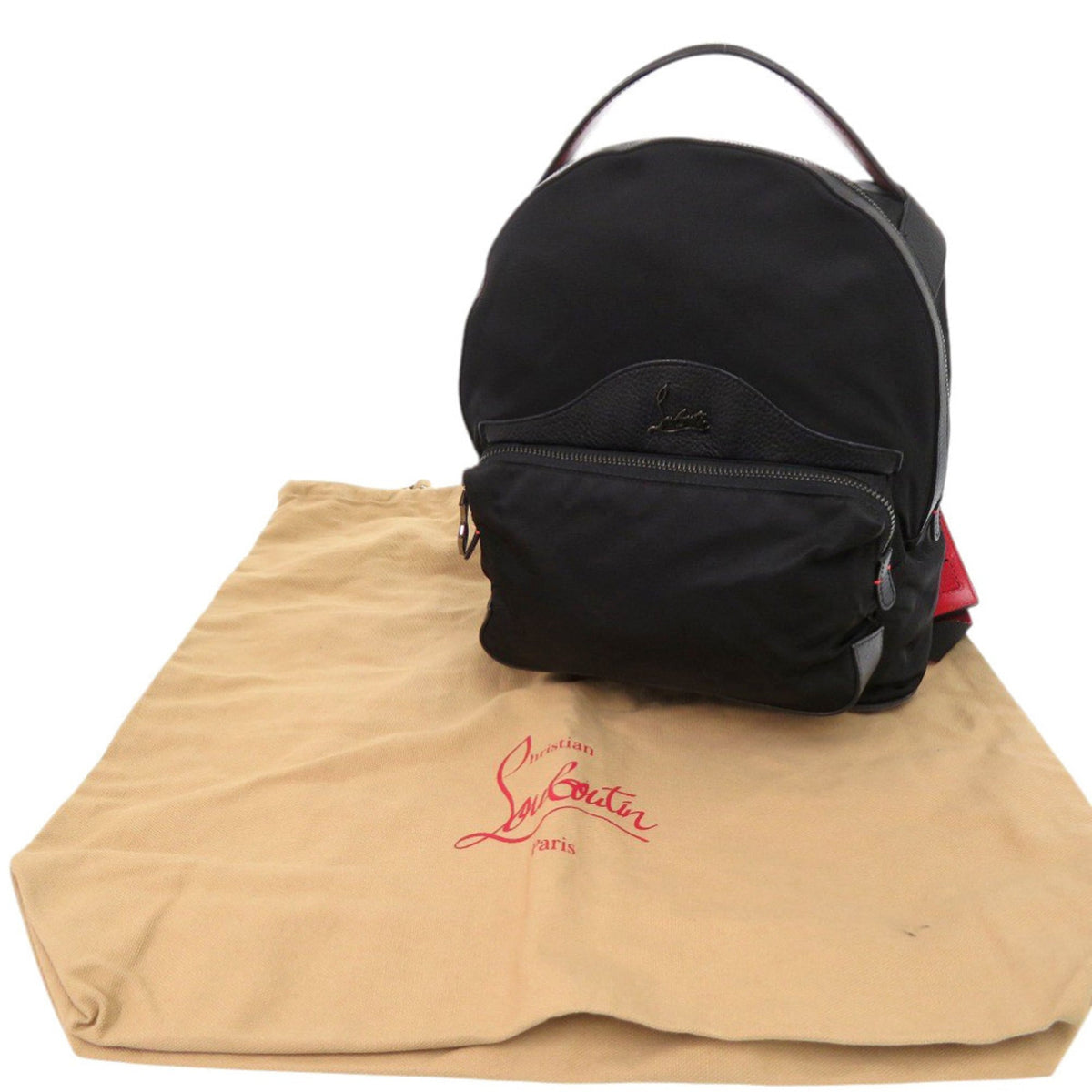 Christian Louboutin Black Nylon Leather Rubber Backpack (Pre-Owned)