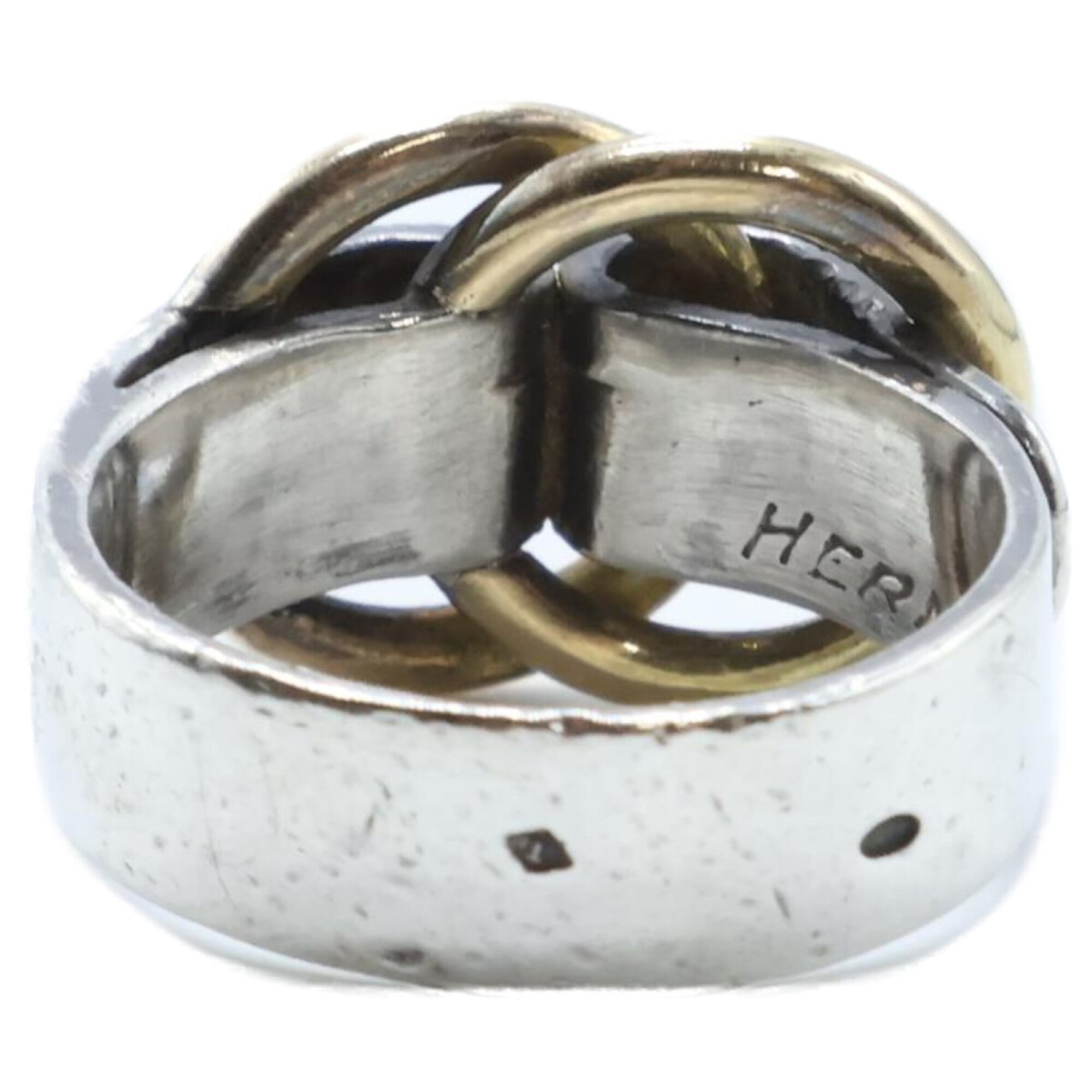 Hermes Silver Silver 925 Band Ring (Pre-Owned)