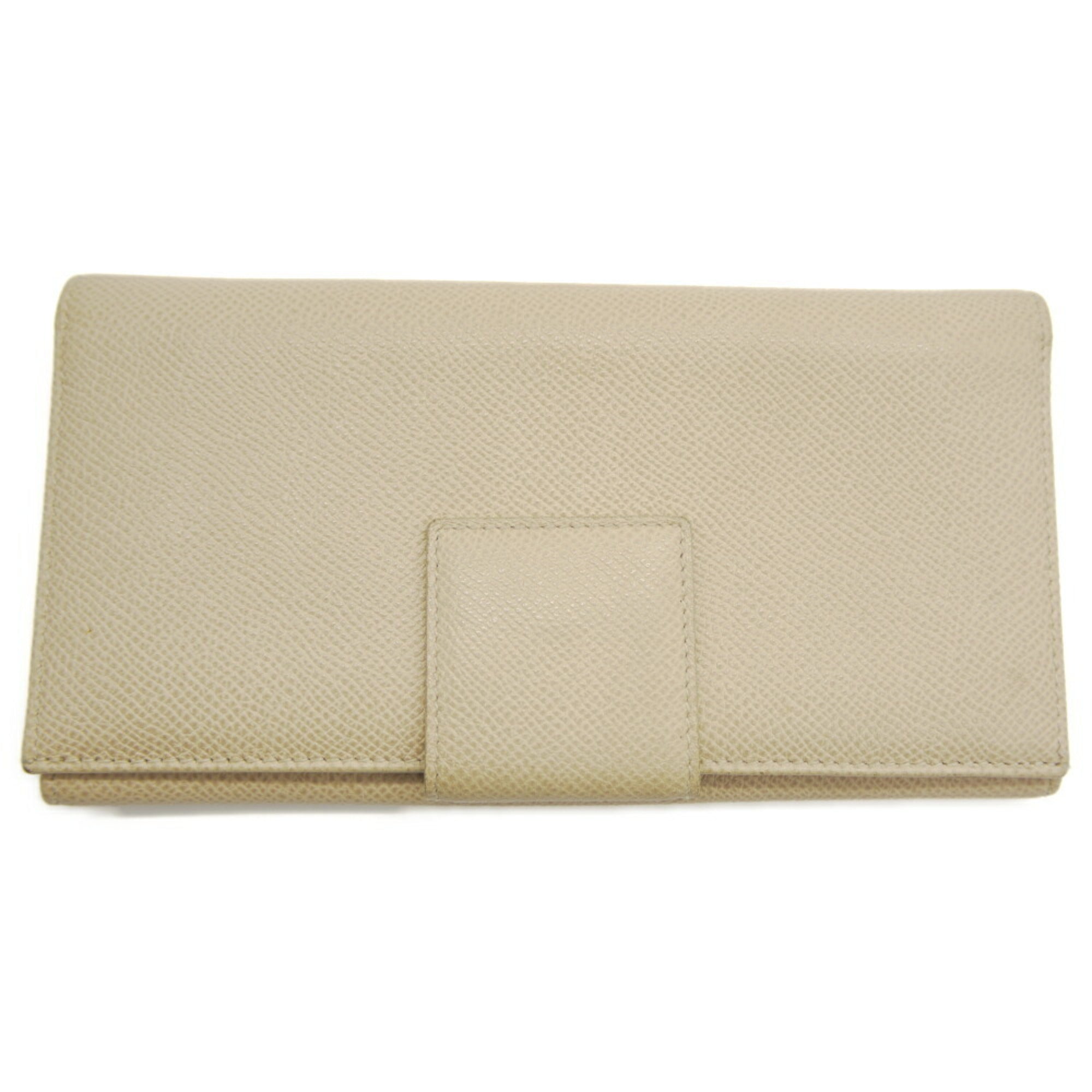 Bvlgari Beige Leather Long Wallet (Bi-Fold) (Pre-Owned)