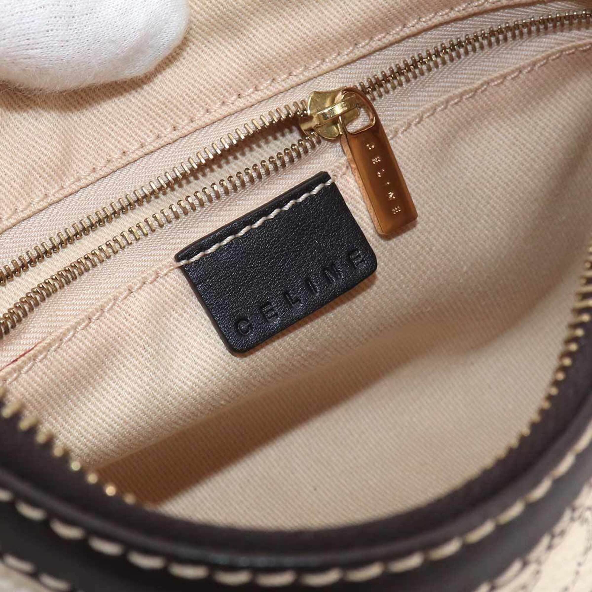Celine Brown White Pvc Leather Handbag Shoulder Bag (Pre-Owned)