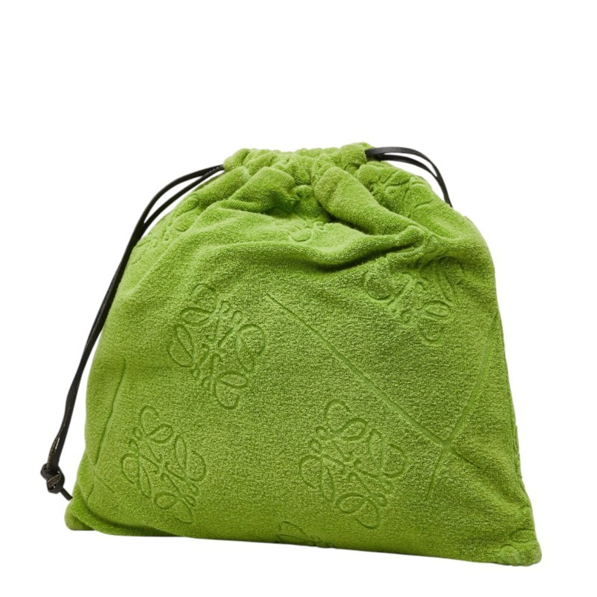 Loewe Green Pile Fabric Leather Pouch (Pre-Owned)