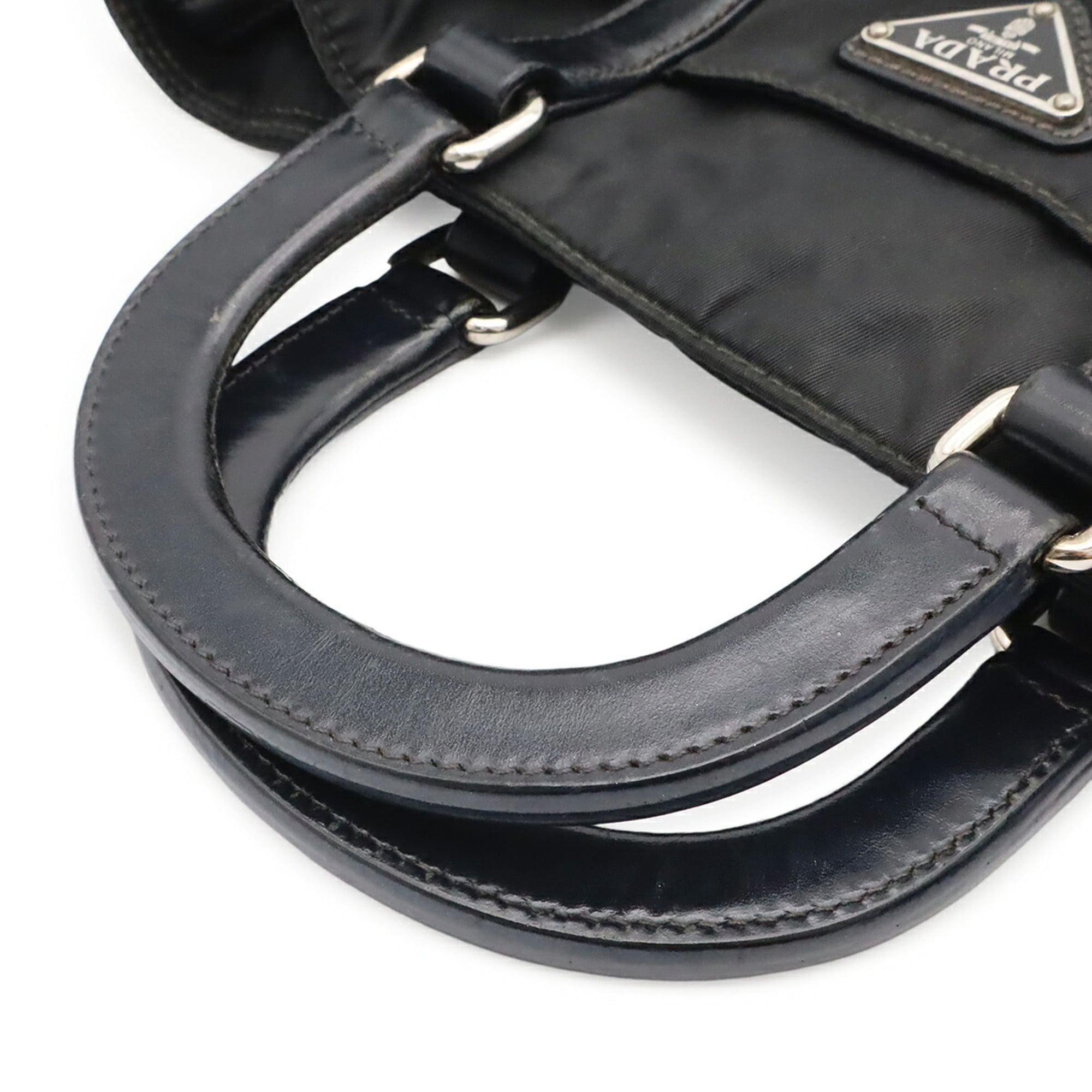 Prada Black Blue Nero Nylon Handbag Shoulder Bag Tote Bag (Pre-Owned)